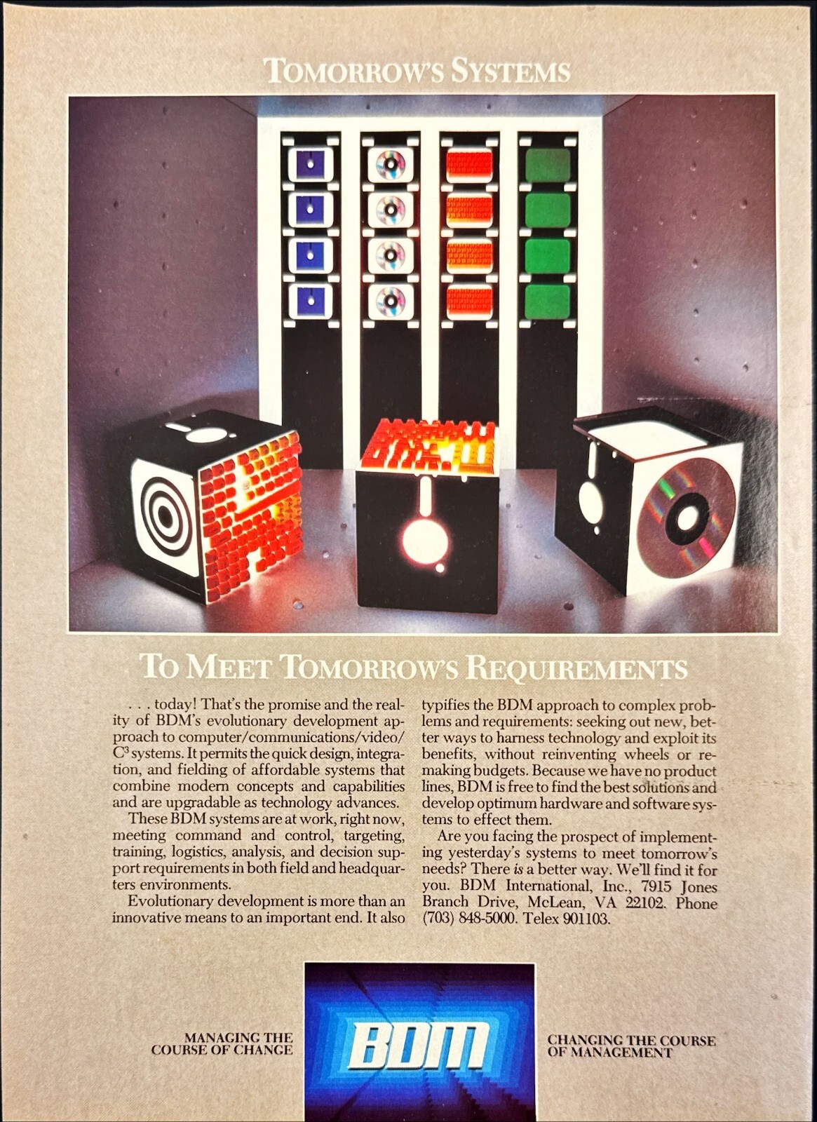 BDM International C3 Systems McLean VA Vintage Print Ad 1986