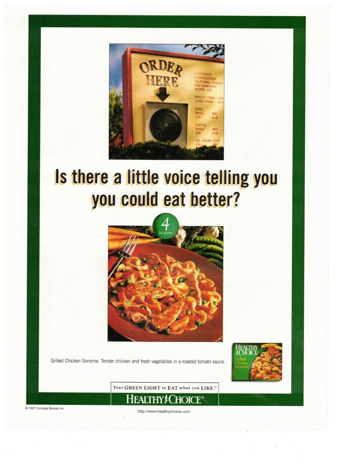 1997 Healthy Choice Eat Better Grilled Chicken Vintage Print Advertisement