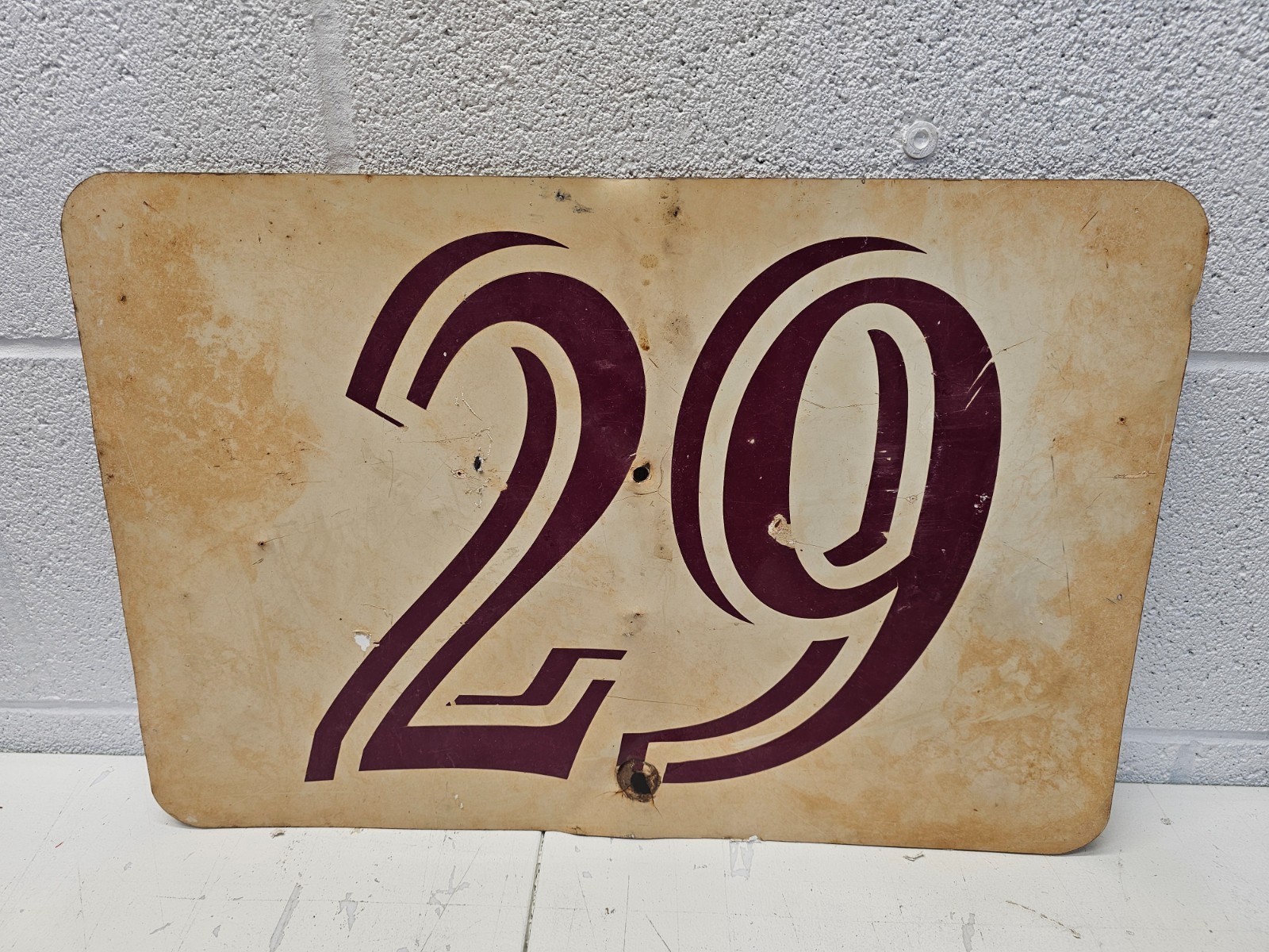 Vintage Metal Number 29 Decal Sign 18″ x 12″