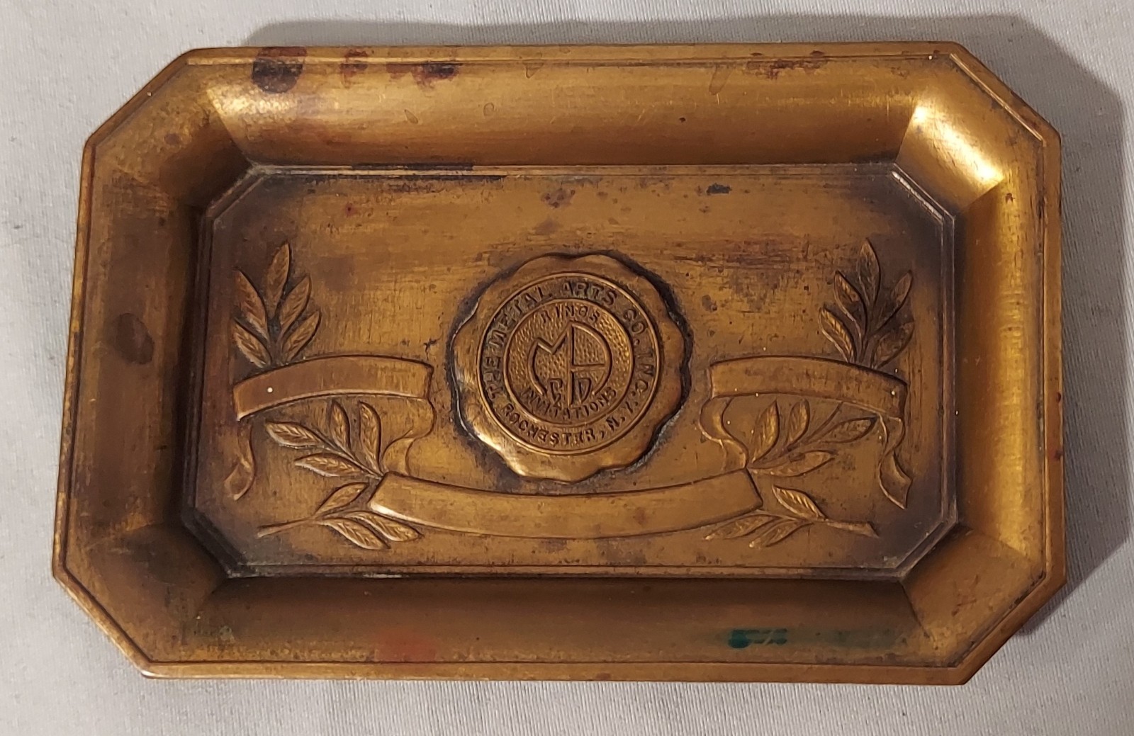 Vintage Self Advertising. Bronze Tip Tray for The Metal Arts Co Inc 4.5″ N Y