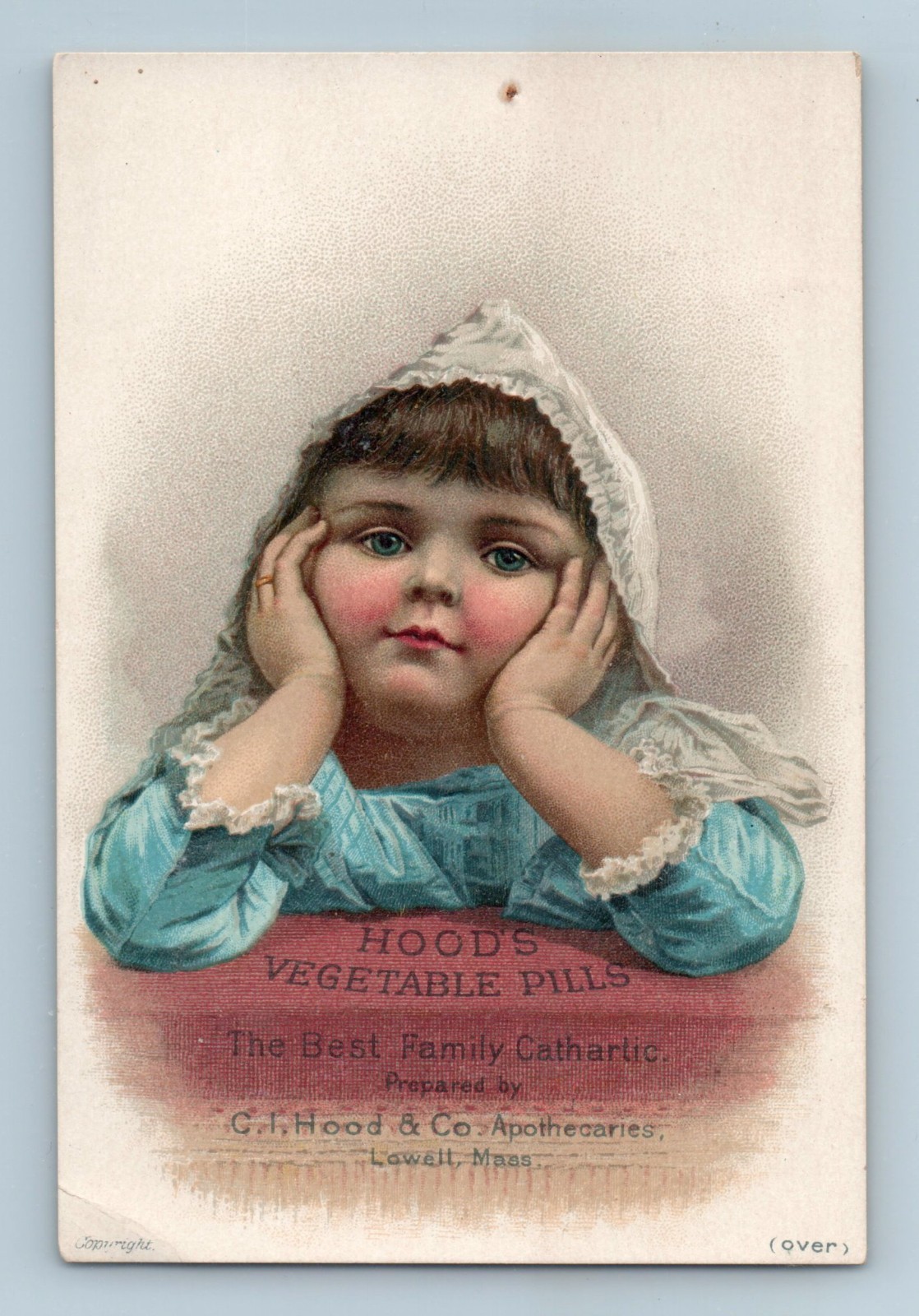 TRADE CARD Hood’s Vegetable Pills C. I. Hood & Co Apothecaries Lowell MA