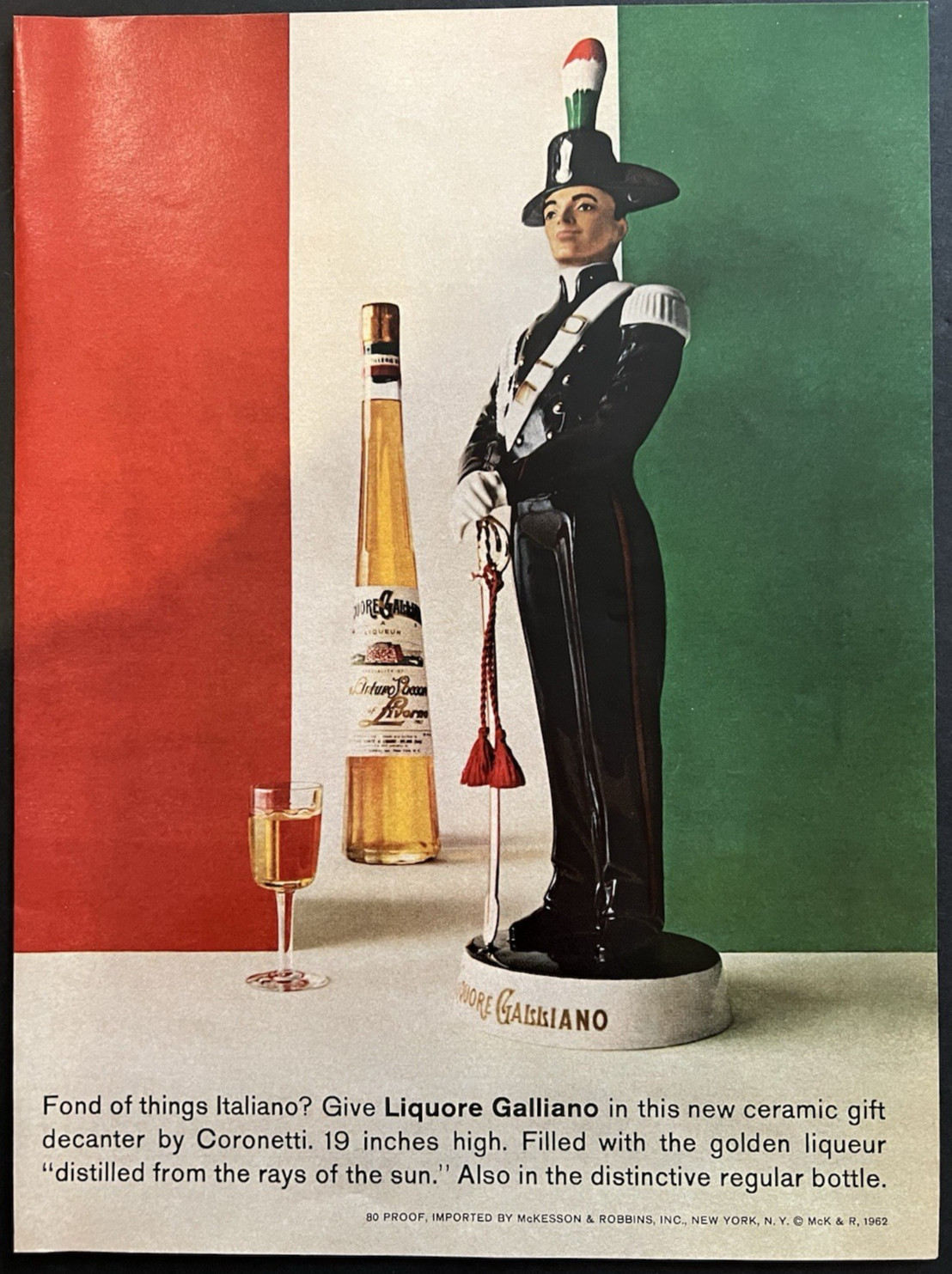 Vtg 1963 AD Liquore Galliano, Italiano, Coronetti Decanter, Distillery, Bar