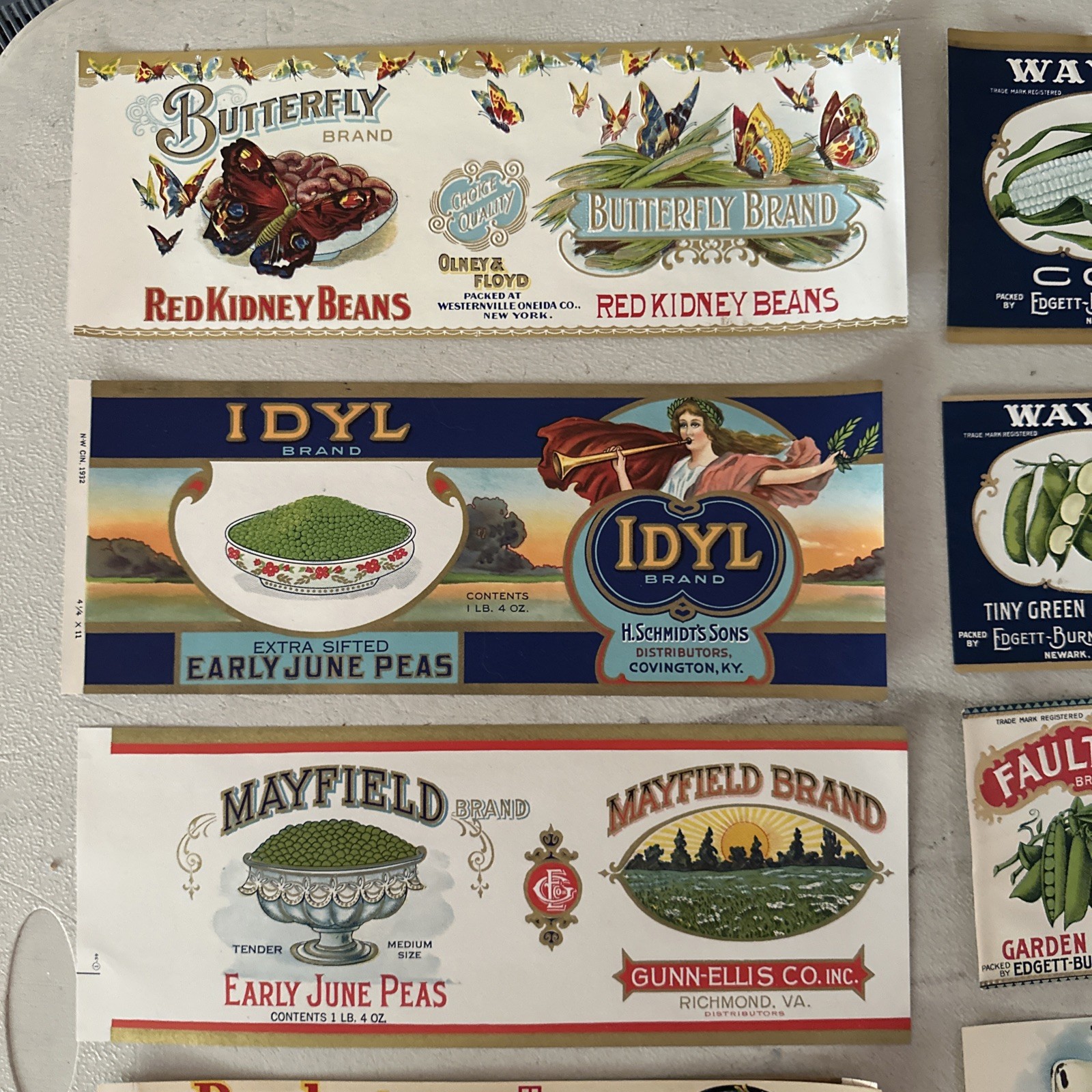 19pc Vintage Crate Box Canned Veggie Labels Craft Scrapbook Collage Junk Journal