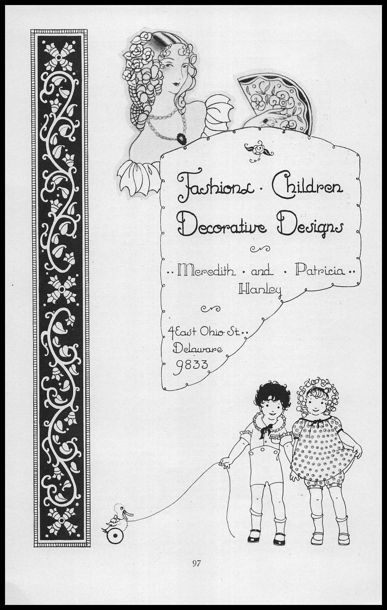 1925 Meredith And Patricia Hanley Chicago Design Fashion Art Children Print Ad