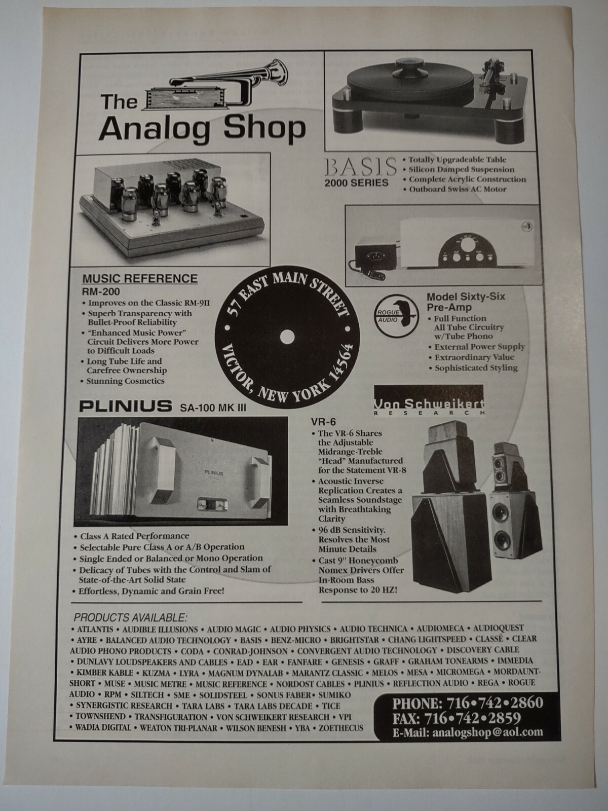 The Analog Shop Music Audio Outlet Store Basis Plinus Vintage Print Ad