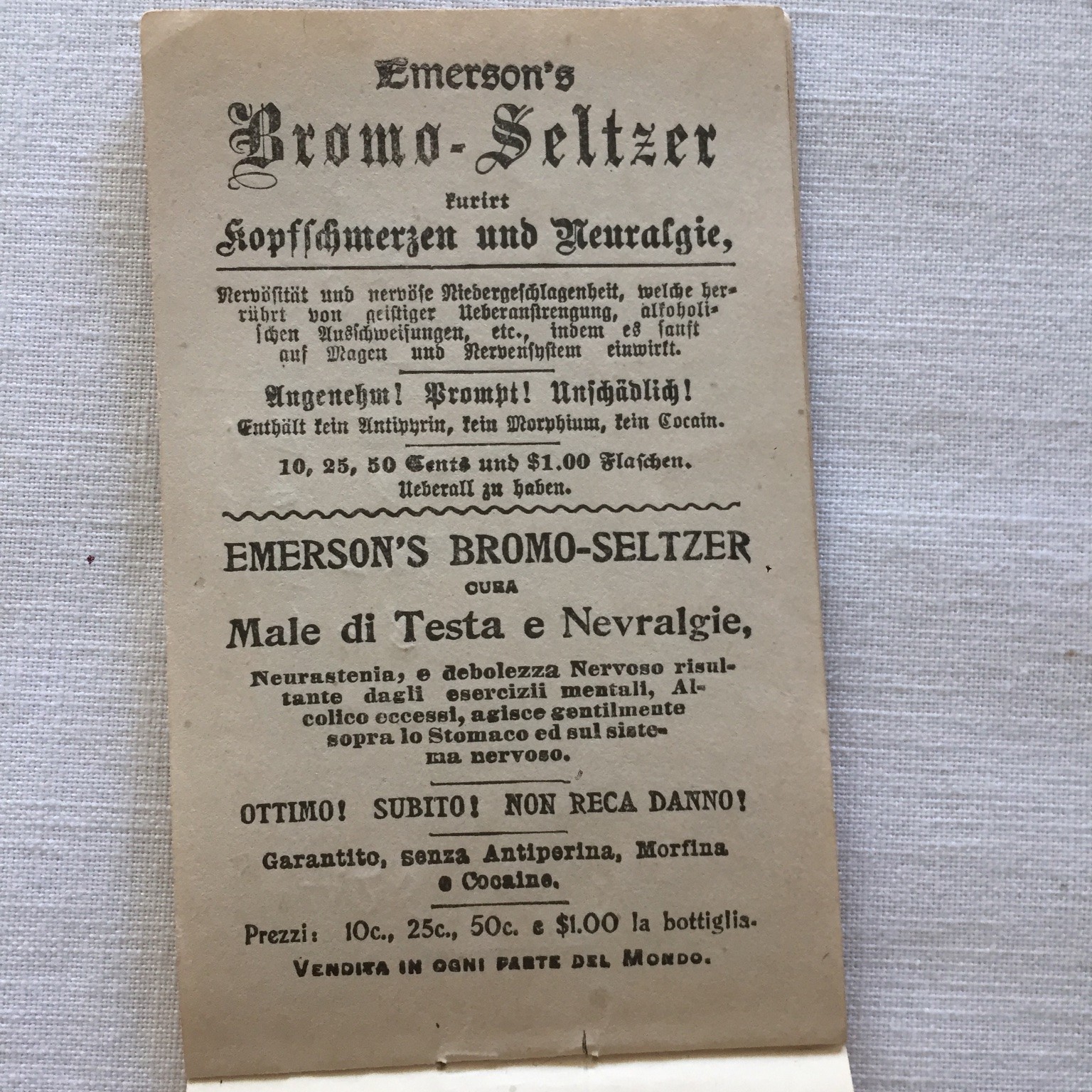 Emerson Bromo-Seltzer 1911 1912 Pocket Calendar Useful Information Expense List