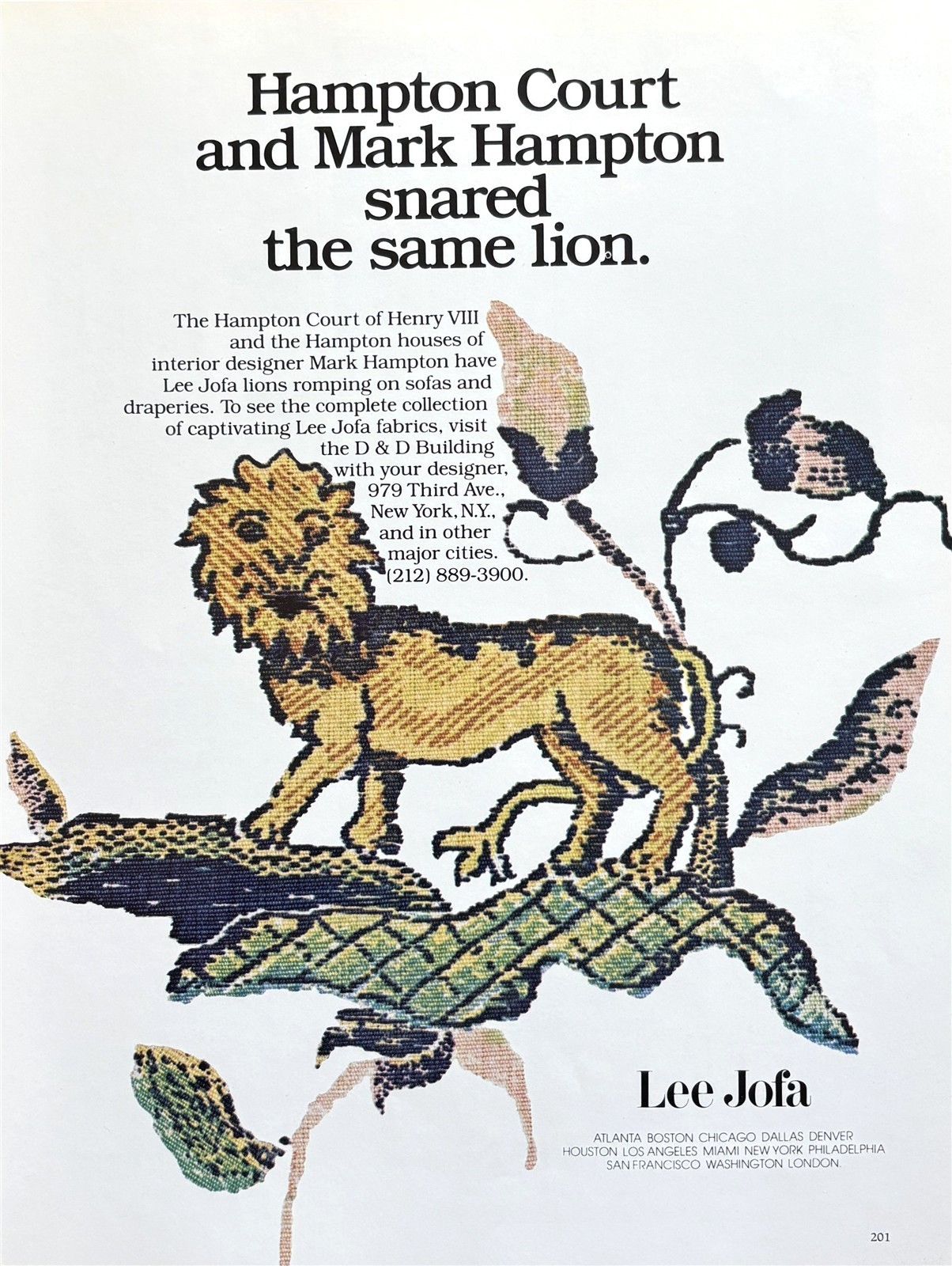 1982 LEE JOFA Decorative Fabrics Designer : Mark Hampton Vintage PRINT AD