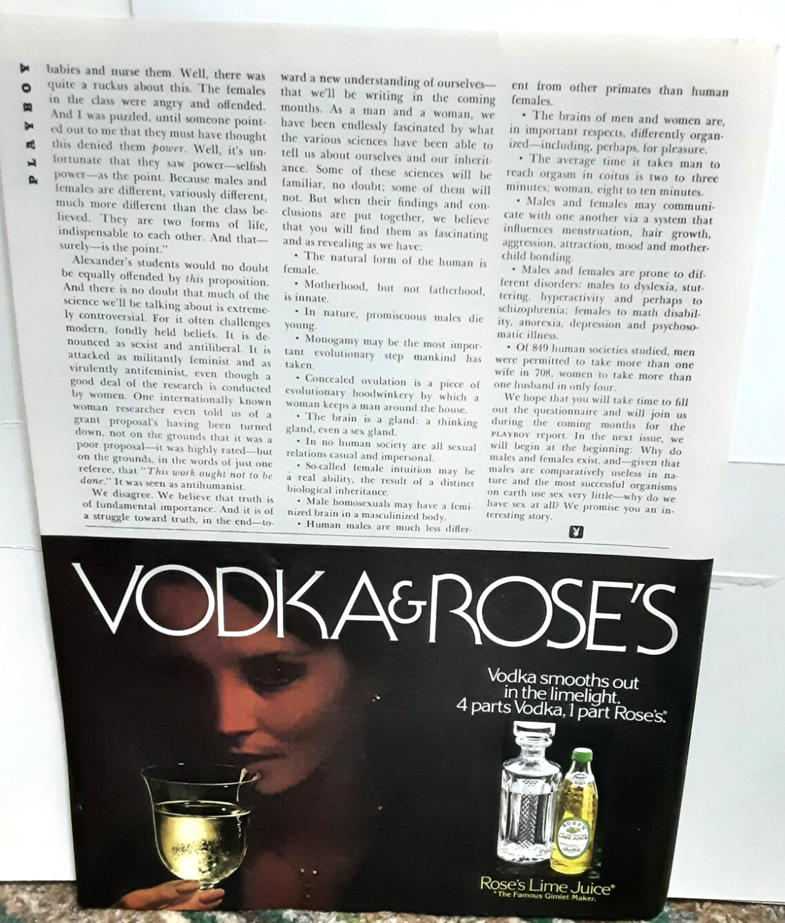 1982 Vodka Rose Roses Lime Juice Original Print Ad Vintage 80s