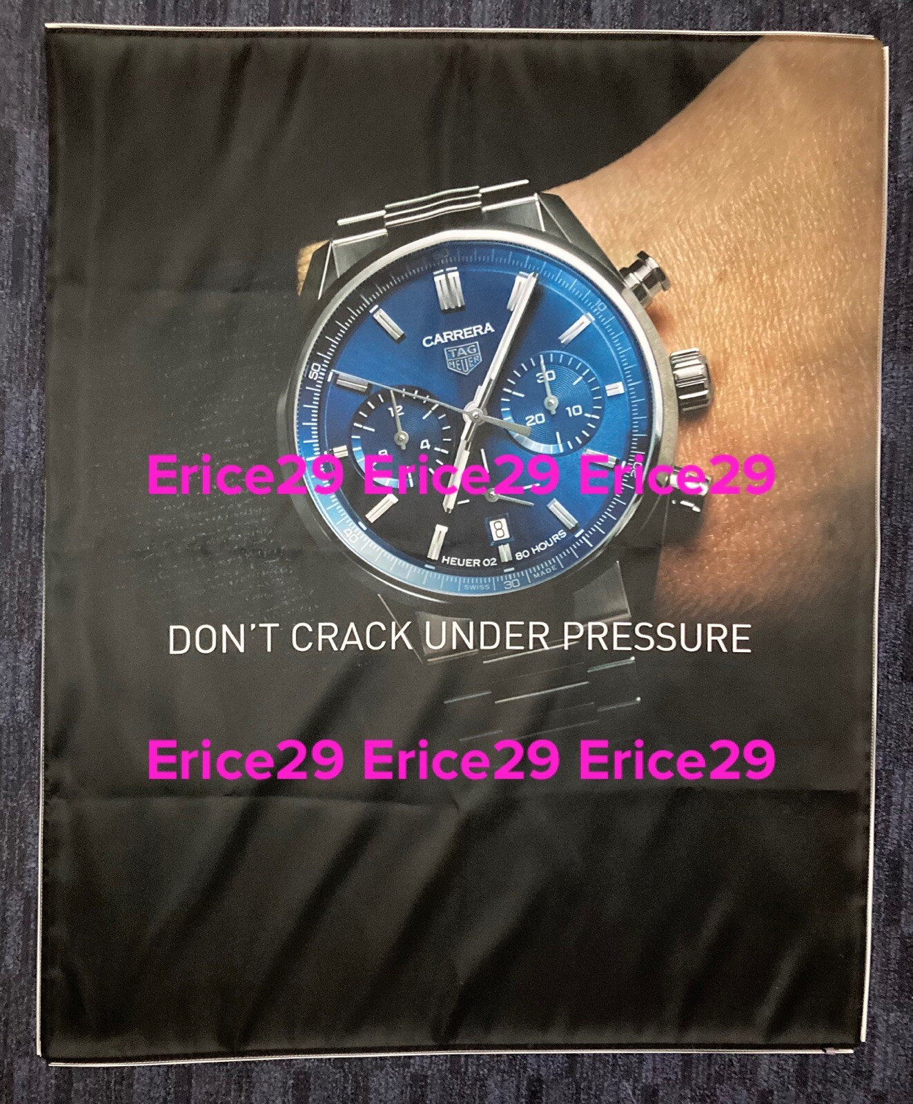 Tag Heuer Chronograph Watch Nylon Fabric Banner Sign Store Display 43” x 54”