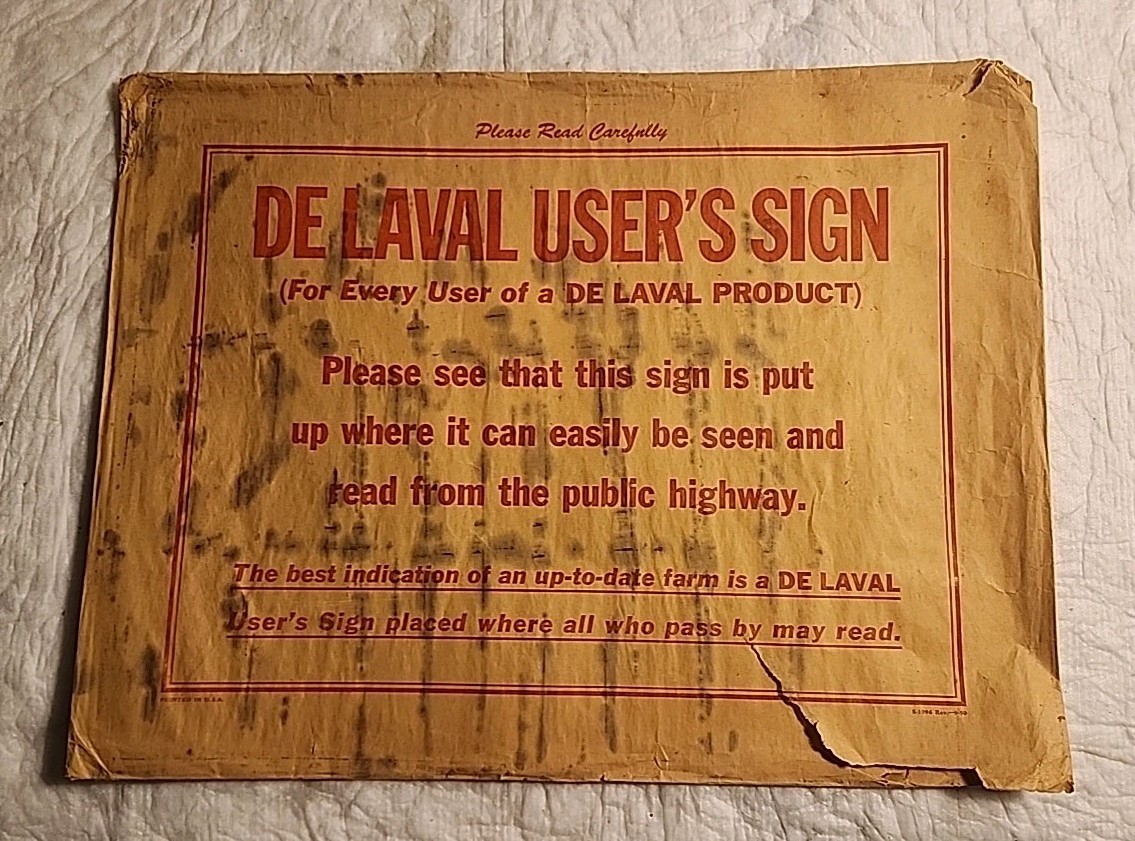 1950 De Laval Metal Sign Original Envelope Good Piece To Add To Collection