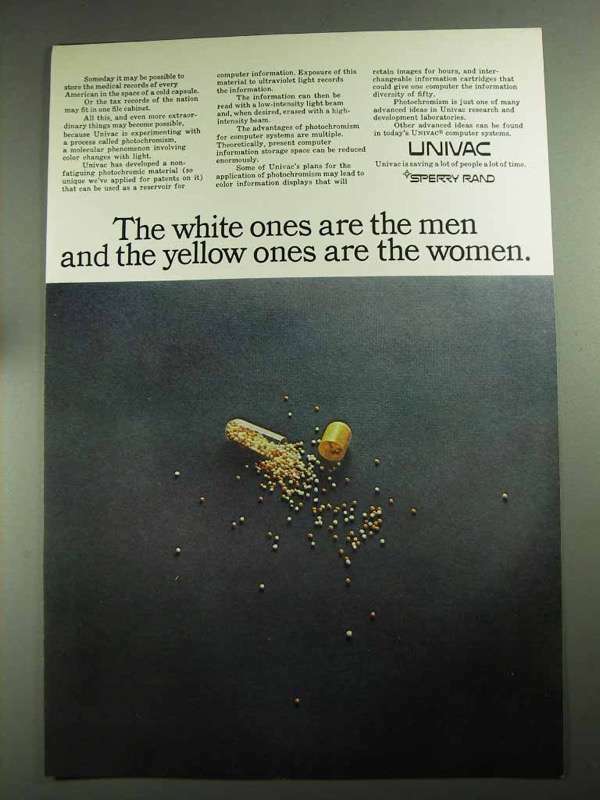 1968 Univac Computers Ad – White Ones Are The Men