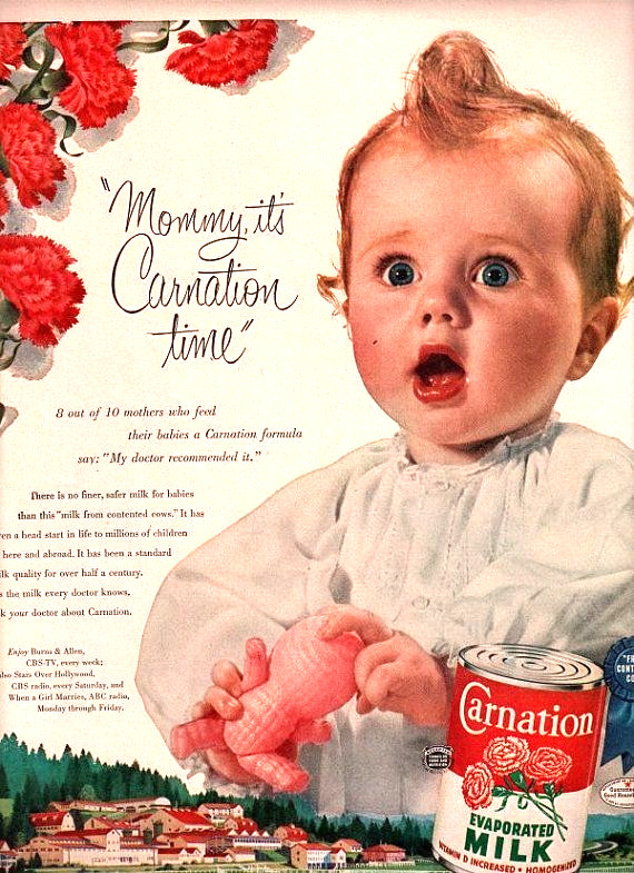 Vintage Carnation Milk Ad Reproduction Framing Print Advertising 17×12