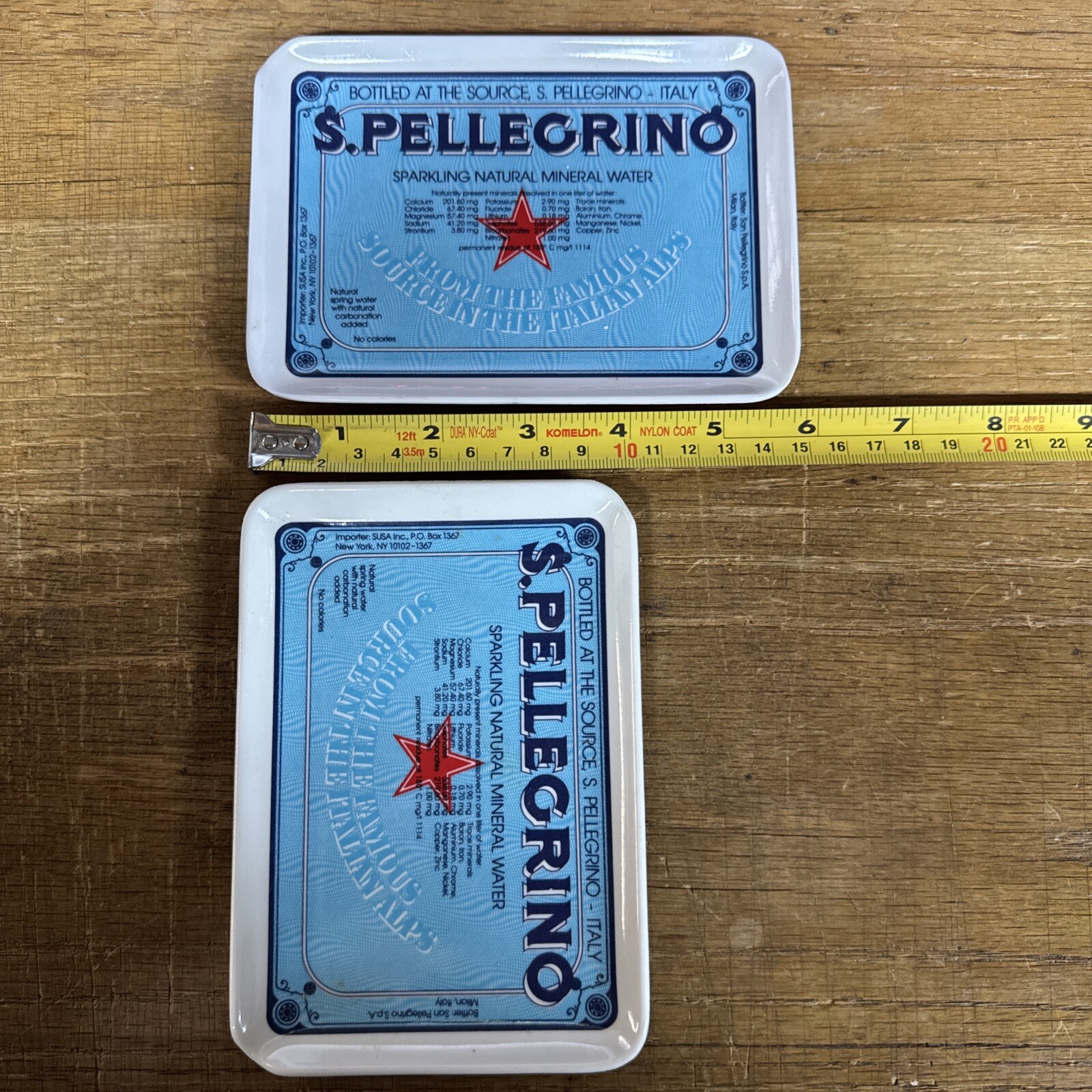 (2)Vintage San Pellegrino Tip Tray Crippa MILANO Italy Water Advertising 80s
