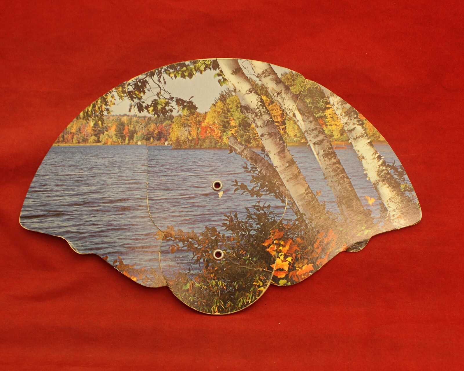 Antique Advertising Hand Fan Metcalf Funeral Home Grand Rapids, MI Fall Scene
