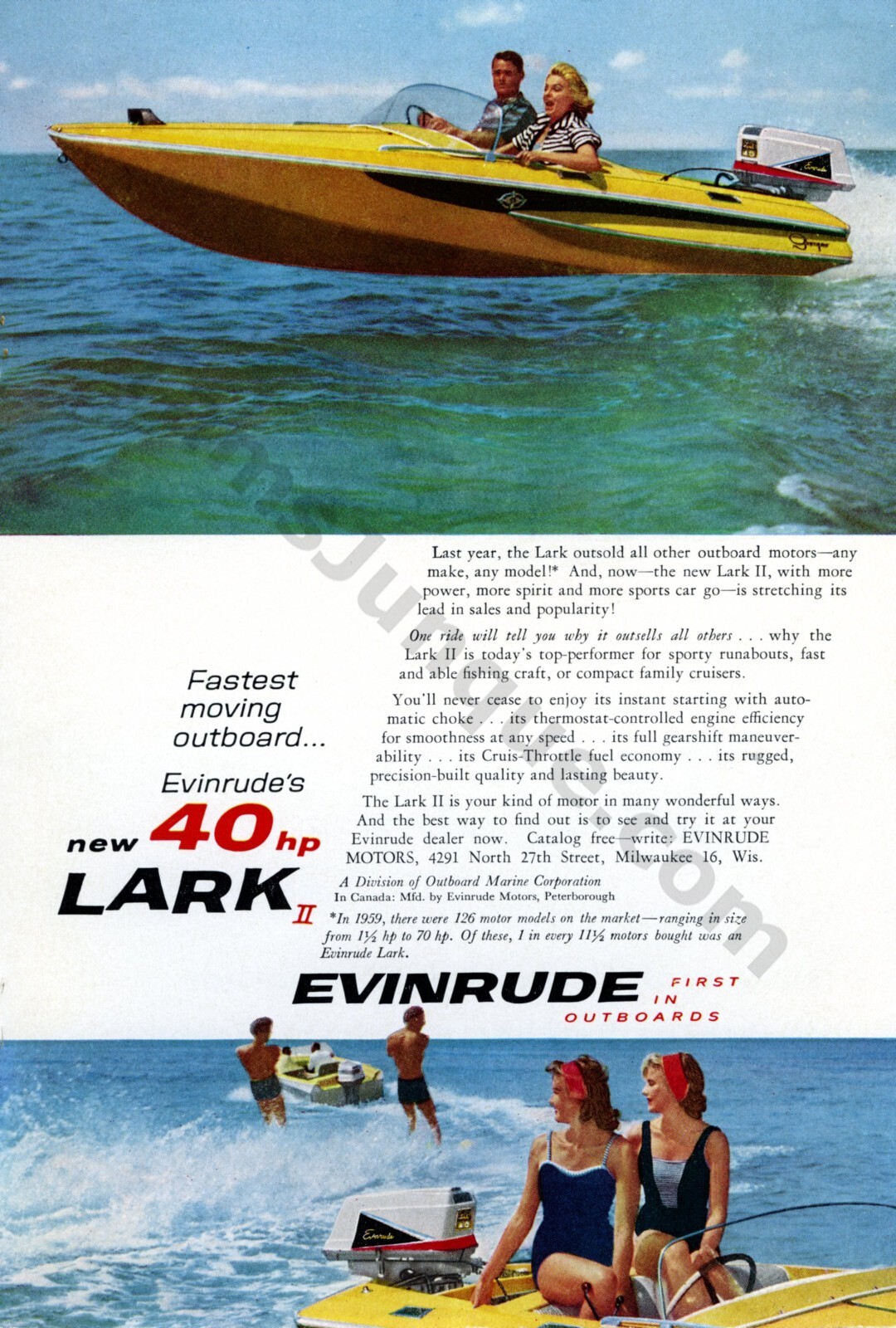 1960 Evinrude Outboard Boat Motors Fastest Vintage Print AD Gift Idea (824)