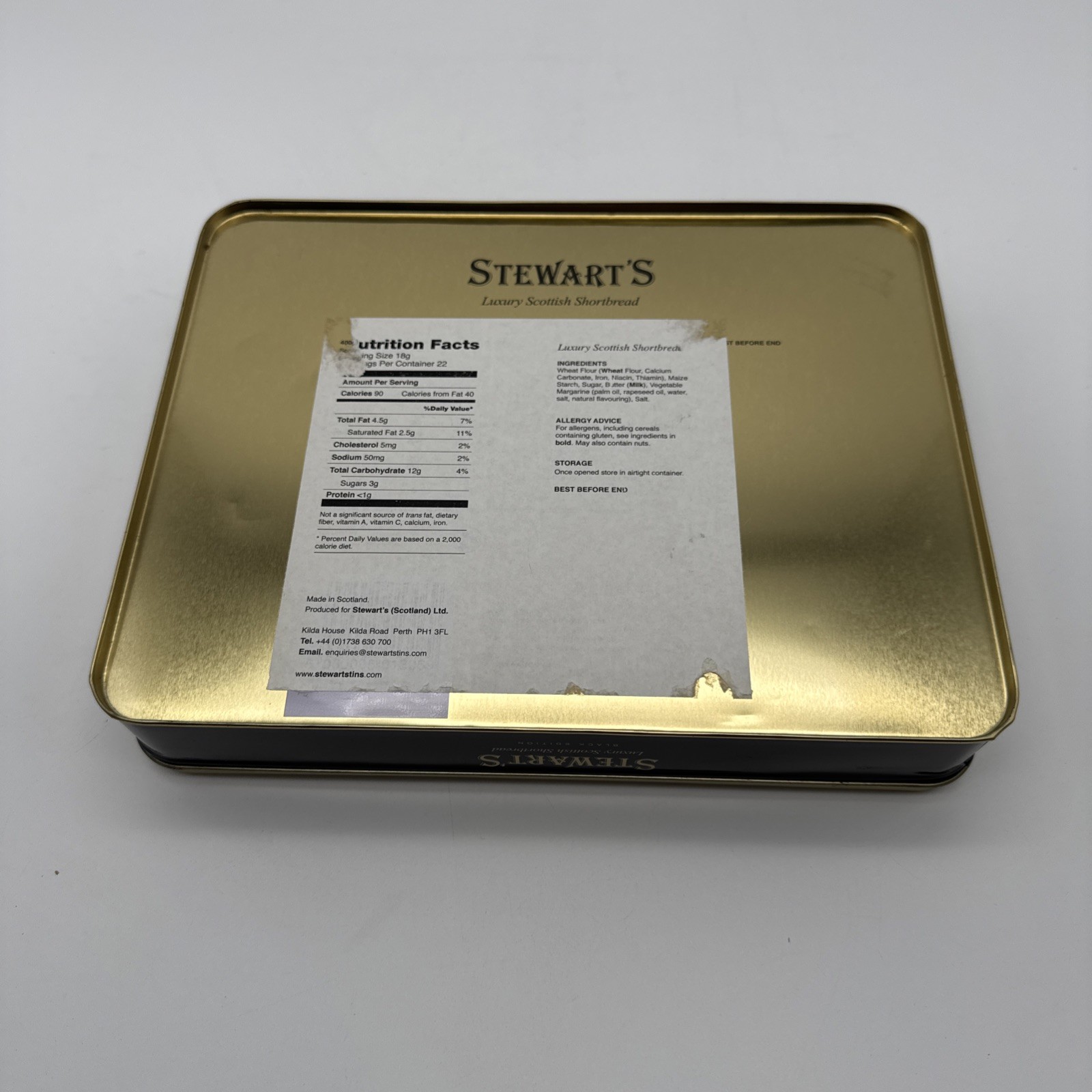Stewart’s Luxury Scottish Shortbread Cookie Tin Labrador Retriever Box Empty