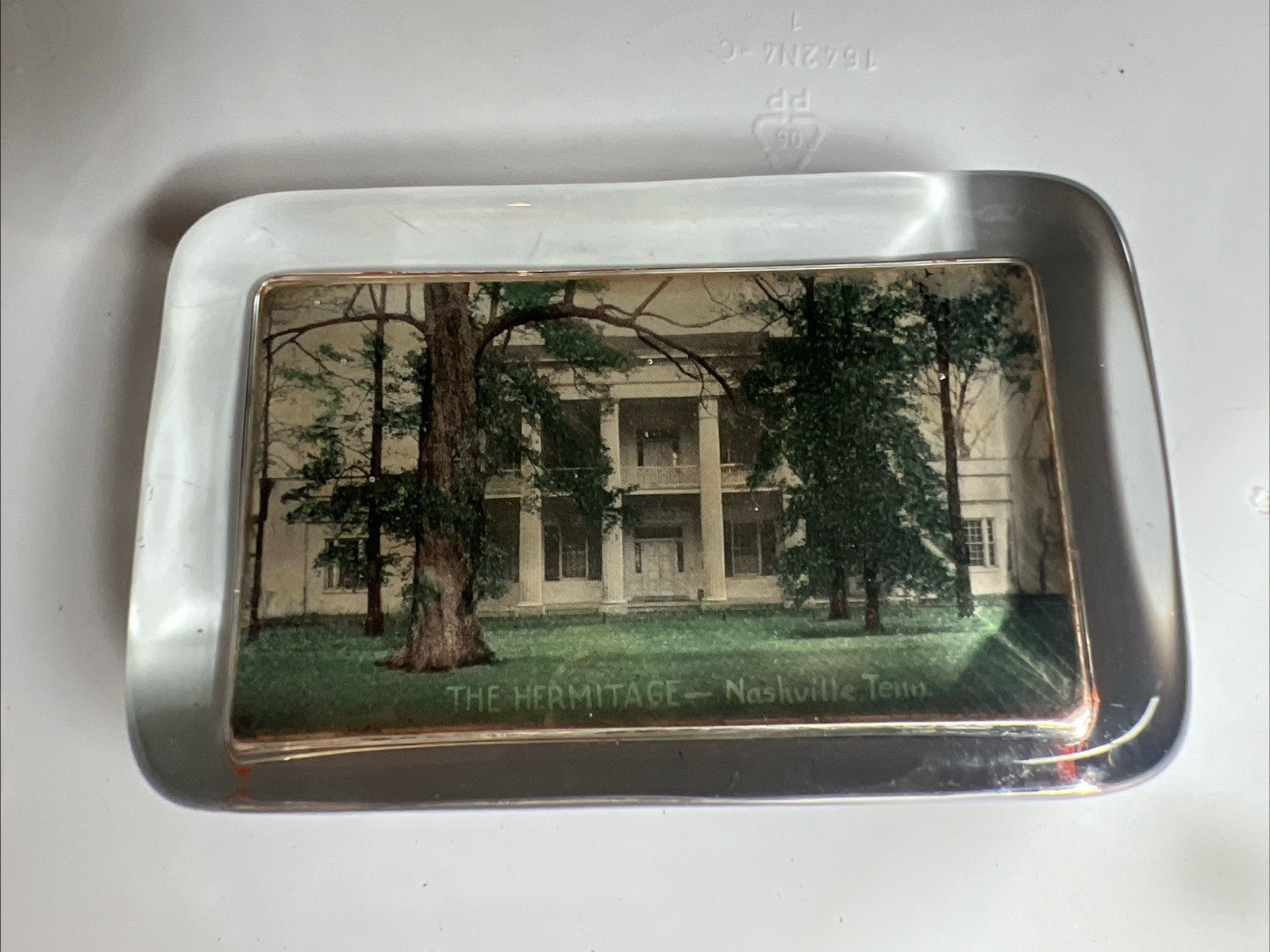 Vintage Advertising Glass Paperweight Nashville Tennessee Hermitage A Jackson