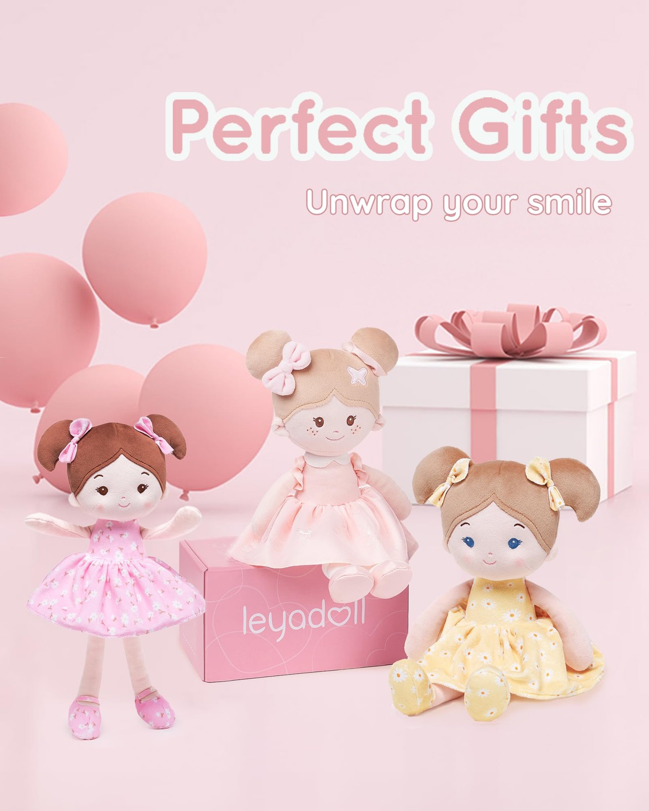 LeyaDoll Soft 12 inches (L) x 6 (W) x 3 (H), Florabelle-pink