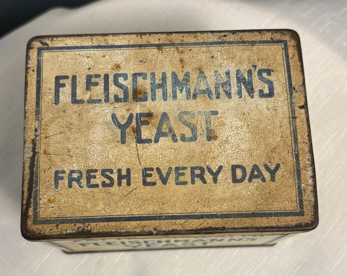 Early 1900s Vintage Fleischmann’s Yeast Advertising Tin w/ Lid – Fresh Every Day