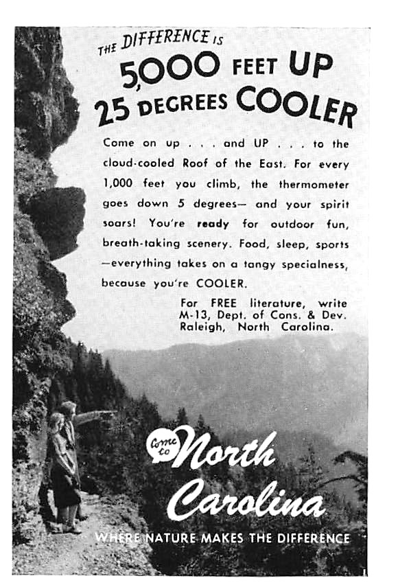 Raleigh North Carolina Ad Vintage 1940s Mid Century Travel Decor Wall Art 1949