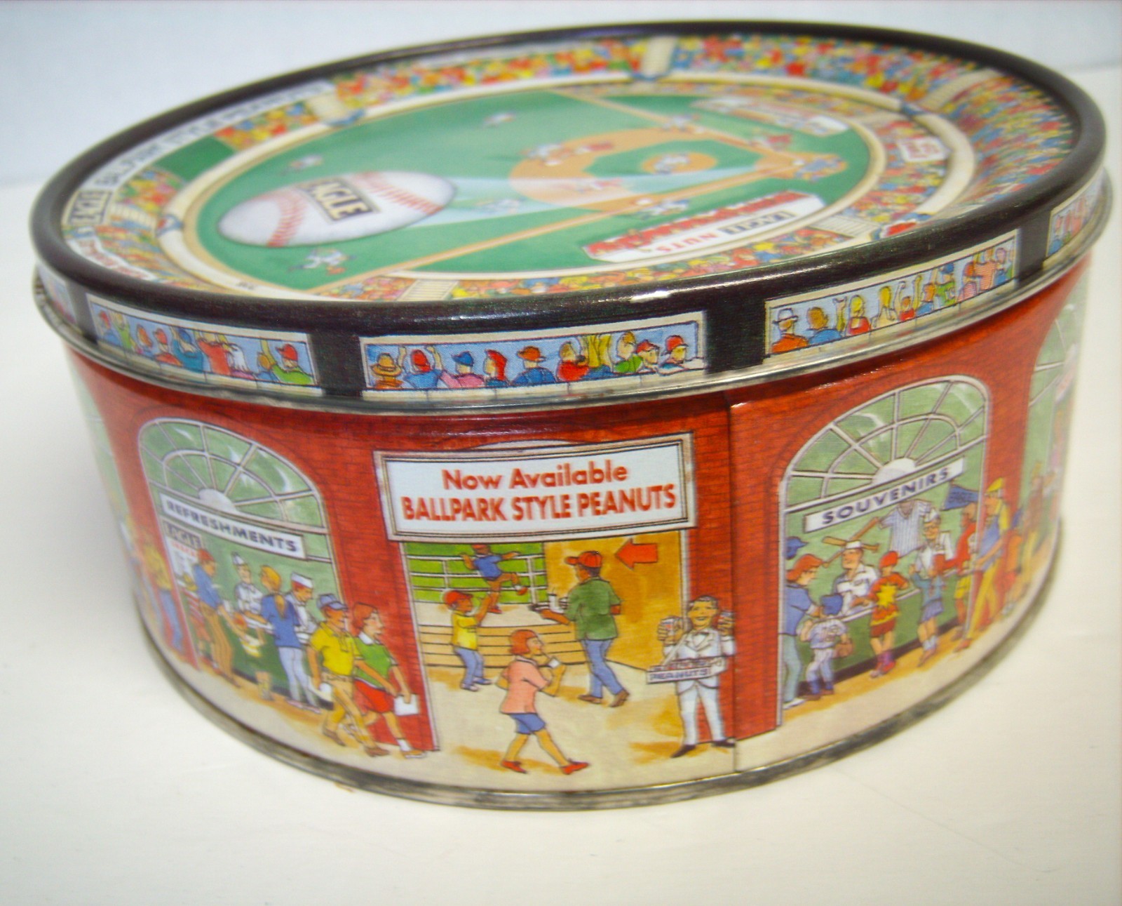 VTG Eagle Peanuts Tin Baseball Stadium Ballpark Graphic Bill McNamee Artist 7×3″