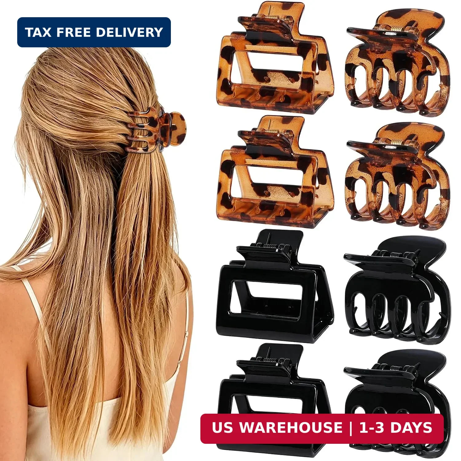 8 PCS Small Hair Clips for Women and Girls, Leopard Print Claw Clips, 2 Inches J