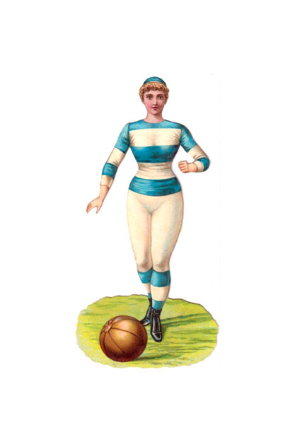 Lady Football Player Raphael Tuck & Sons Die Cut 4 x 1.9 in Reproduction – NEW