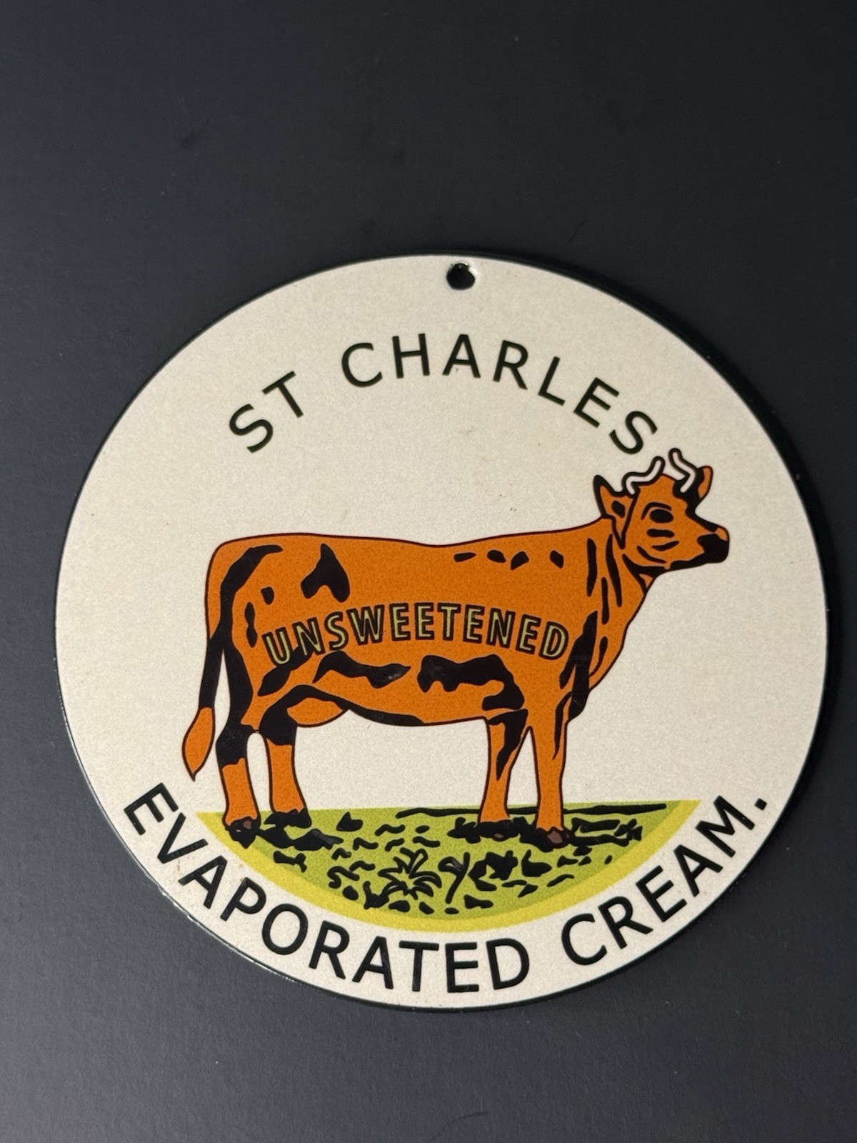 St Charles Evaporated Cream Advertising Magnet Sign 4” Sign Heavy Metal Quality