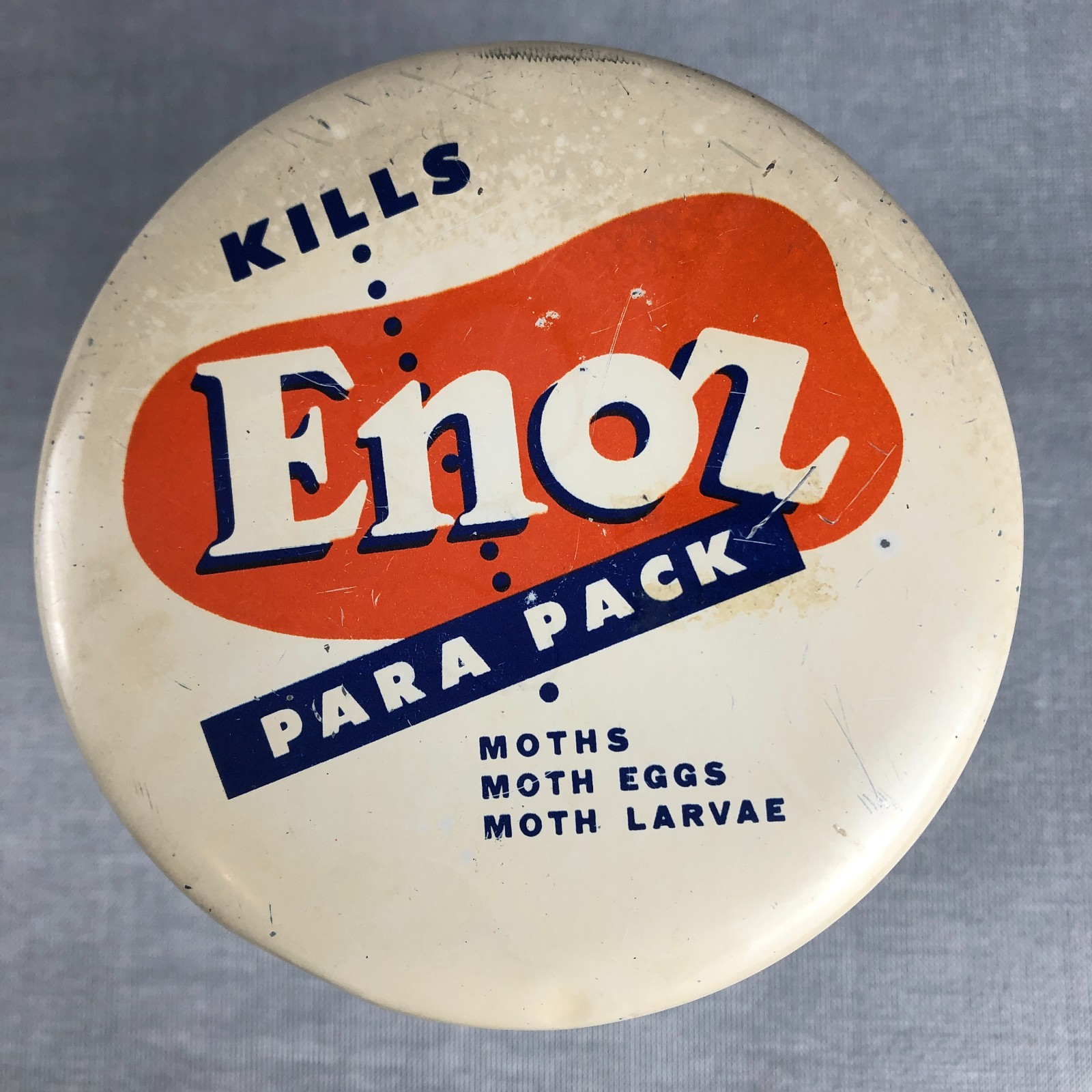 Vintage 1950s ENOZ Para Pack Moth Killer Tin Advertising Can Empty Perforated