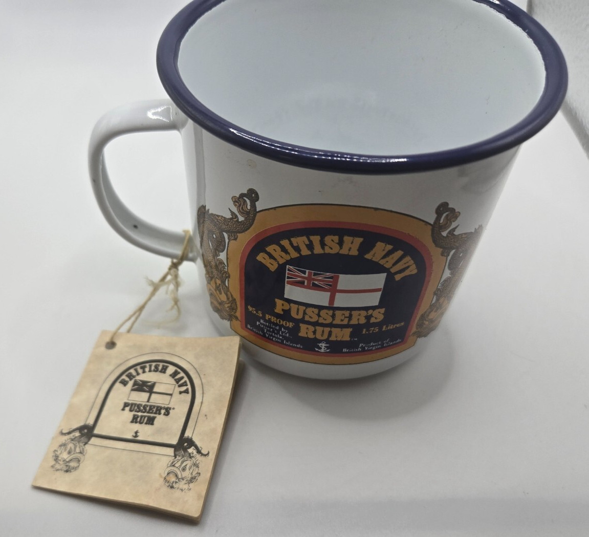 Vintage Pusser’s Rum Metal Tin Cup British Royal Navy New
