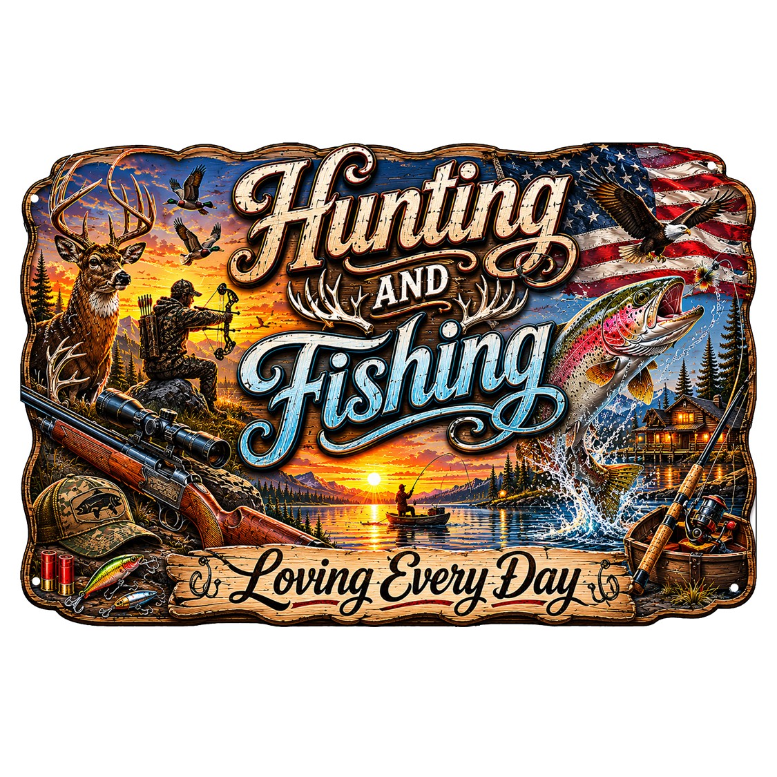 Hunting and Fishing 12×18 Laser Cut Sign