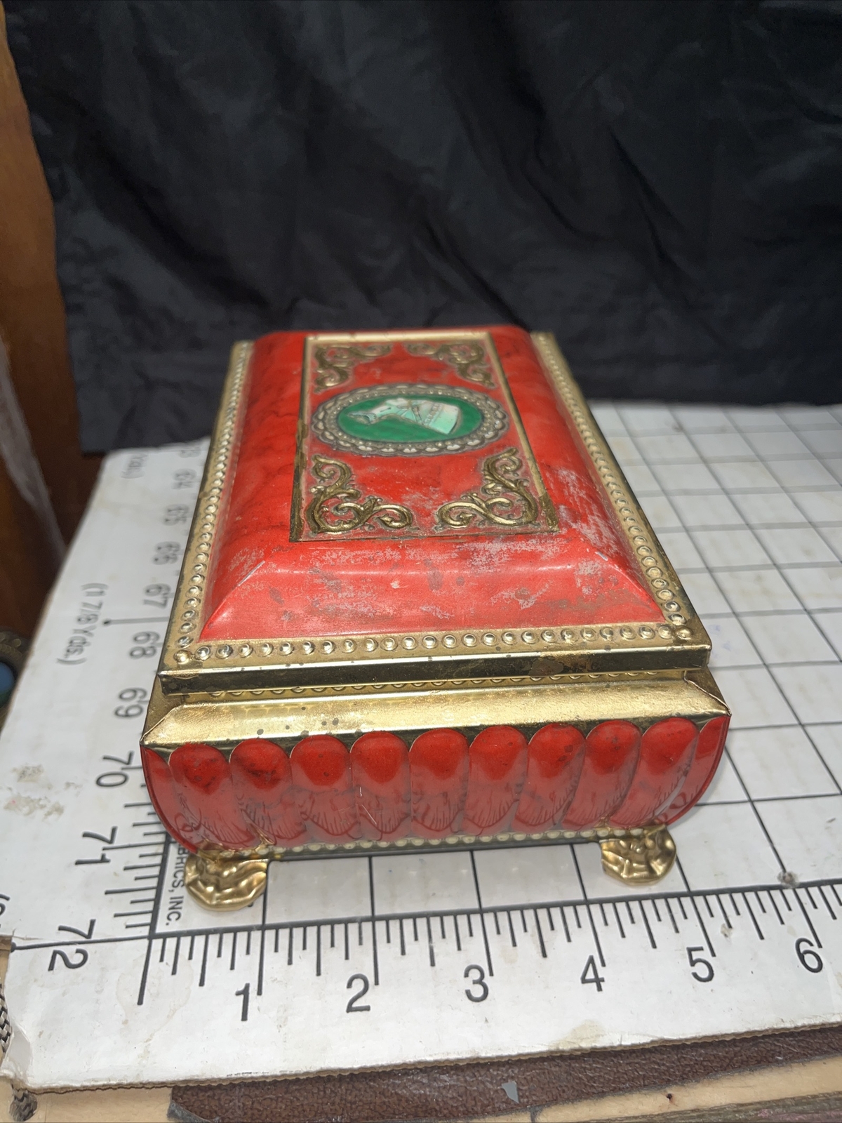 Blue Bird Confectionery Harry Vincent Limited Red & Gold Hinged Tin Box England