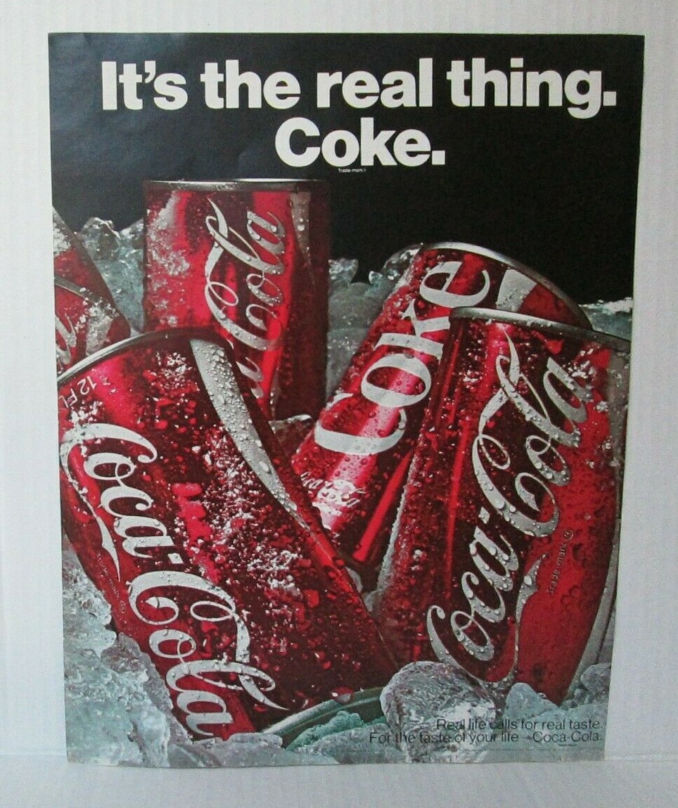 1970 COKE COCA COLA CANS THE REAL THING 1970’s 9.75″ X 12.25″ Magazine Ad LM49