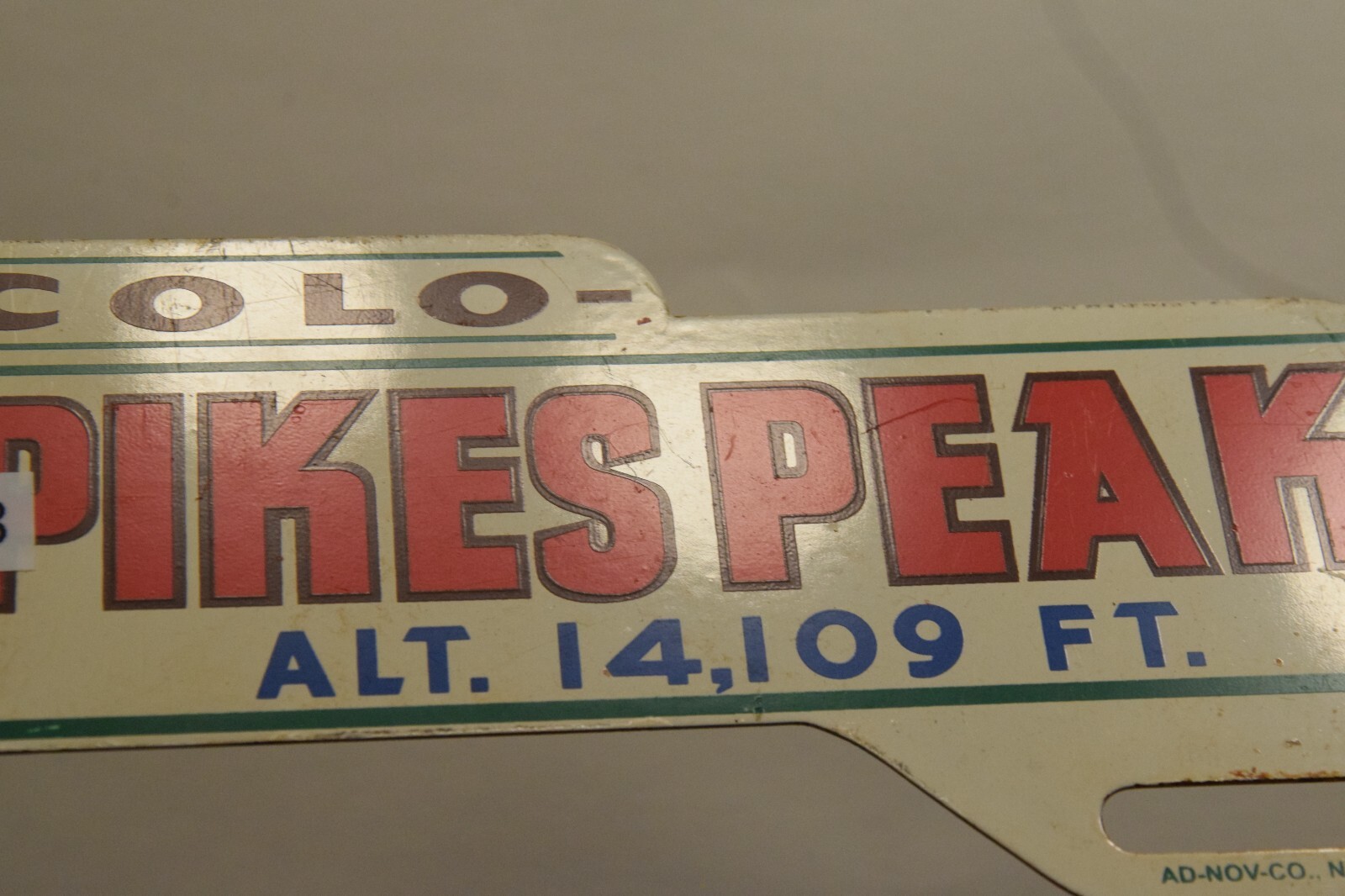 PIKES PEAK CASCADE COLORADO PAINTED METAL TOPPER SIGN ROCKY MOUNTIANS 1950s