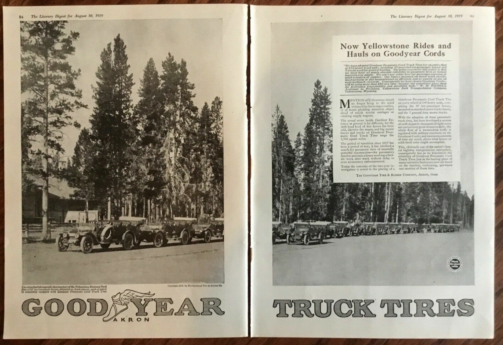 Goodyear truck tires car ad 1919 orig vintage 1920s era print retro auto art