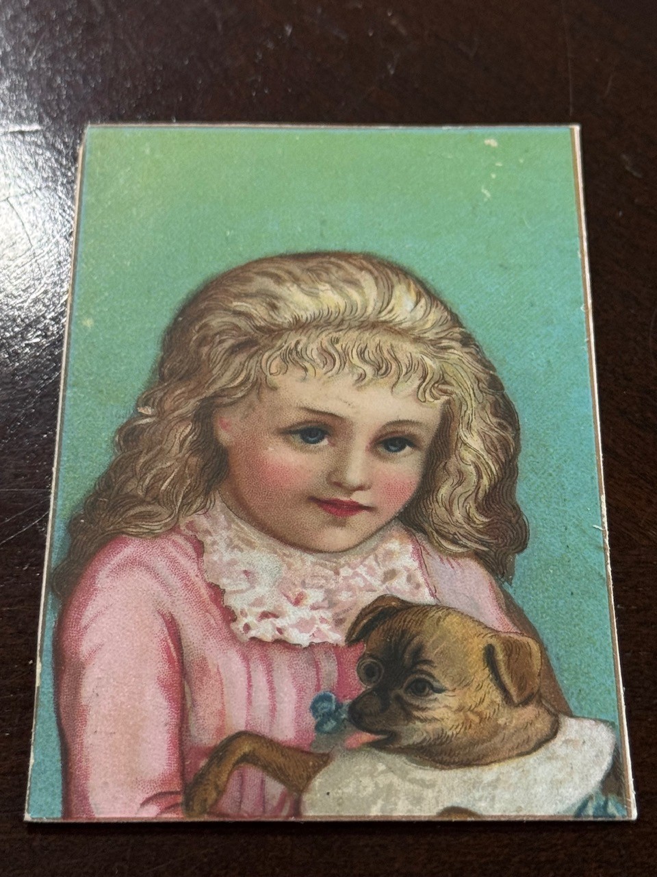 B-258 Victorian Trade Card – Dayton Spice Mills Co. Jersey Coffee – Girl w/ pup
