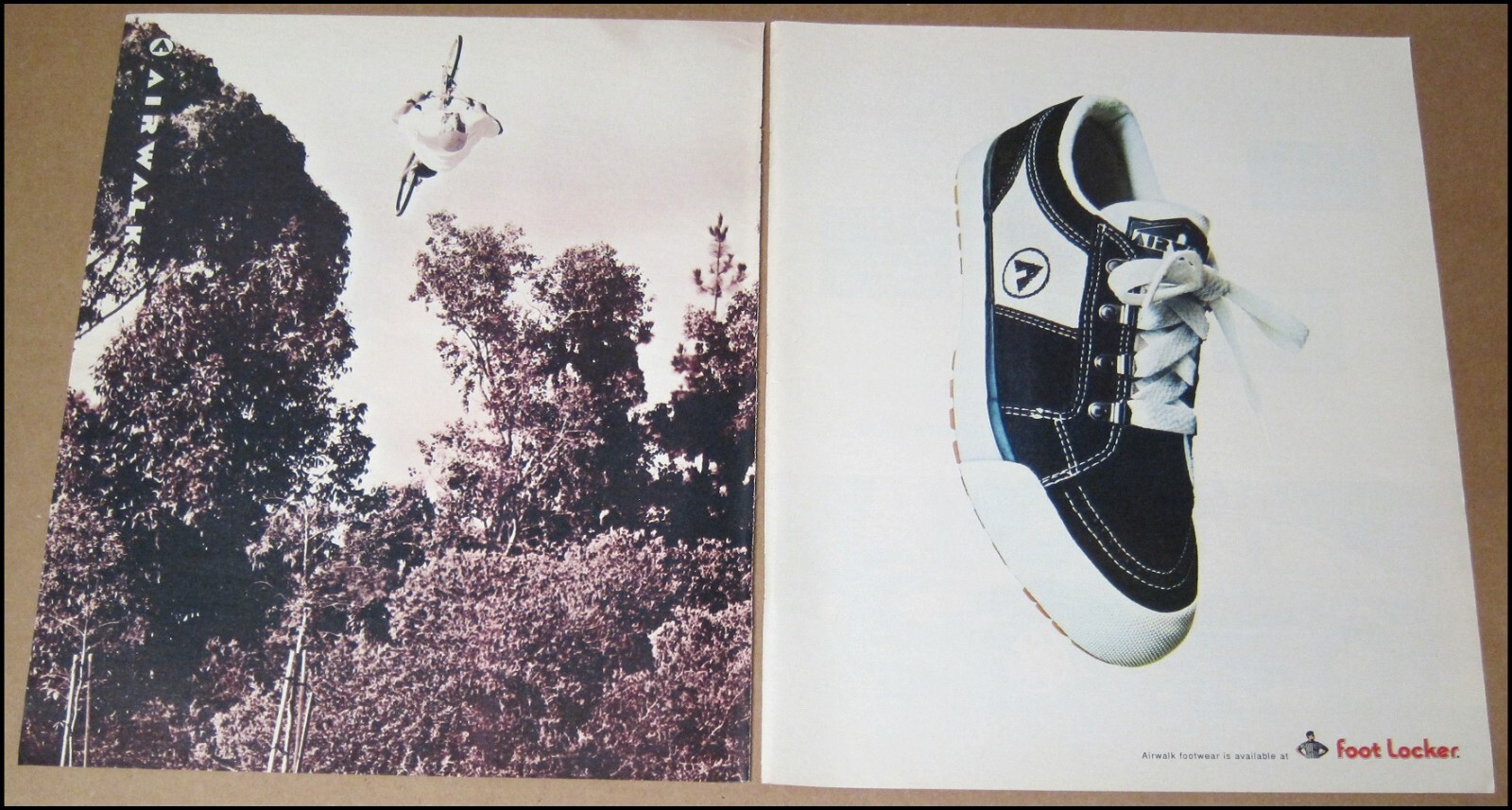 1995 Airwalk Shoes 2-Page Print Ad Advertisement Vintage Footwear Foot Locker