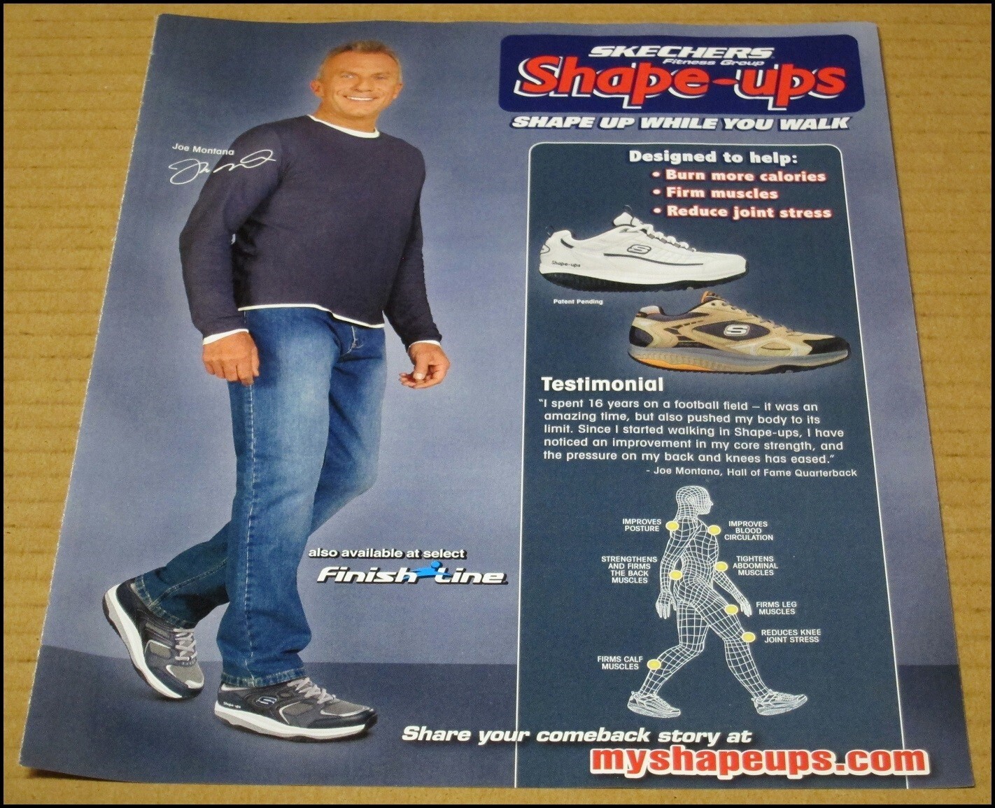 2010 Joe Montana Skechers Shape-Ups Print Ad Shoe Advertisement 49ers Vintage