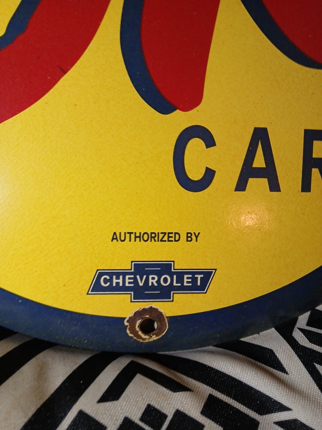 VINTAGE CHEVROLET PORCELAIN OLD SIGN OK USED CARS TRUCK SALES SERVICE DEALERSHIP