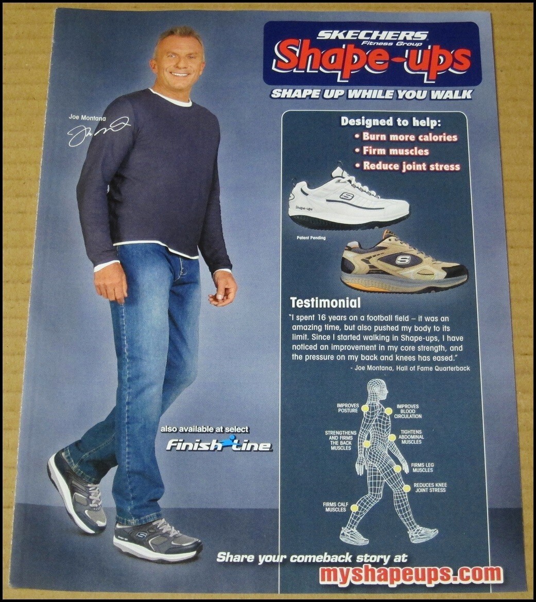 2010 Joe Montana Skechers Shape-Ups Print Ad Shoe Advertisement 49ers Vintage