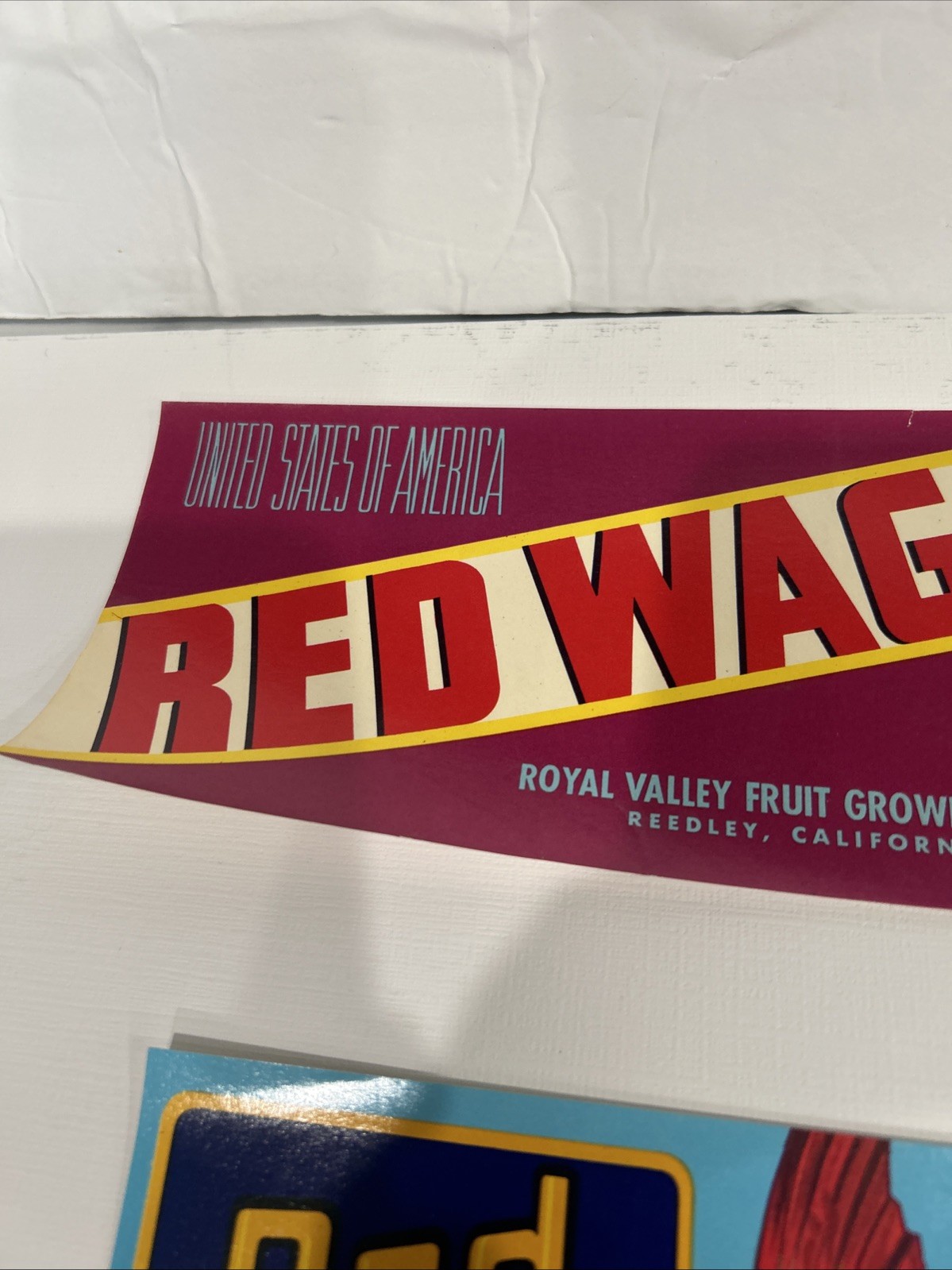RED WING Red Robin Red Wagon Produce Crate Labels Reedley Sanger California