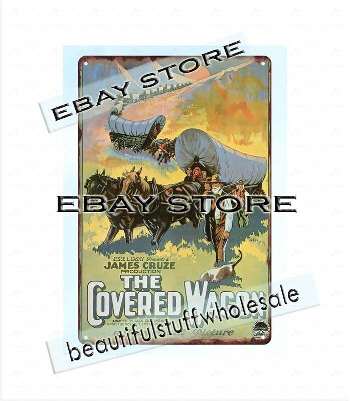 1923 the covered wagon cowboy horse metal tin sign wall accents living room