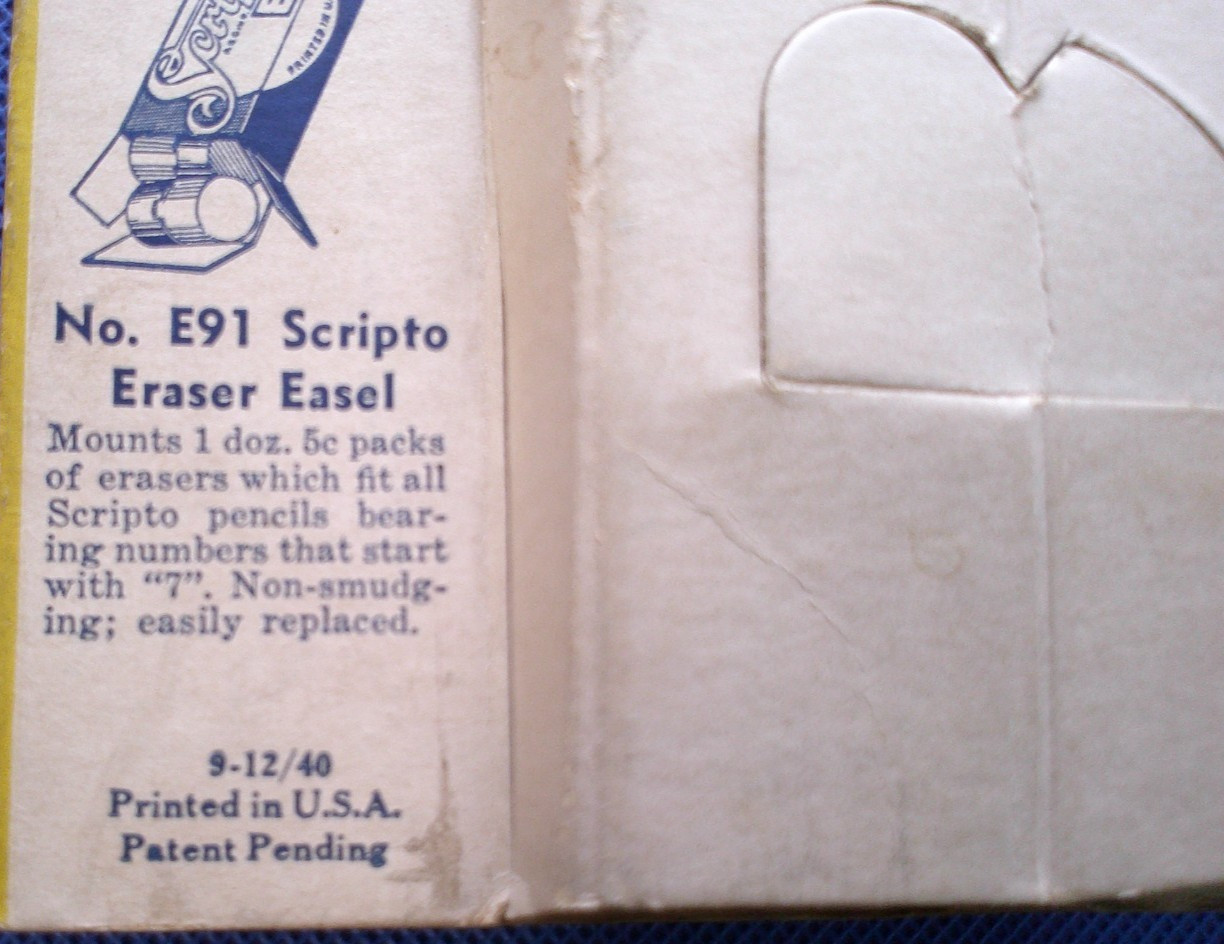 1940 SCRIPTO 5 CENT Smooth Writing LEADS CARDBOARD STORE DISPLAY