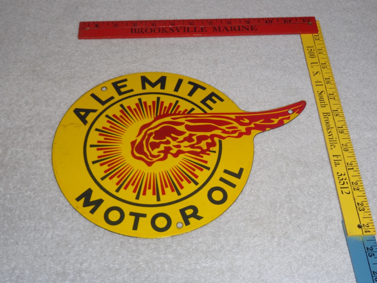 VINTAGE ALEMITE PENNSYLVANIA MOTOR OIL LUBESTER 1′ PORCELAIN METAL GASOLINE SIGN