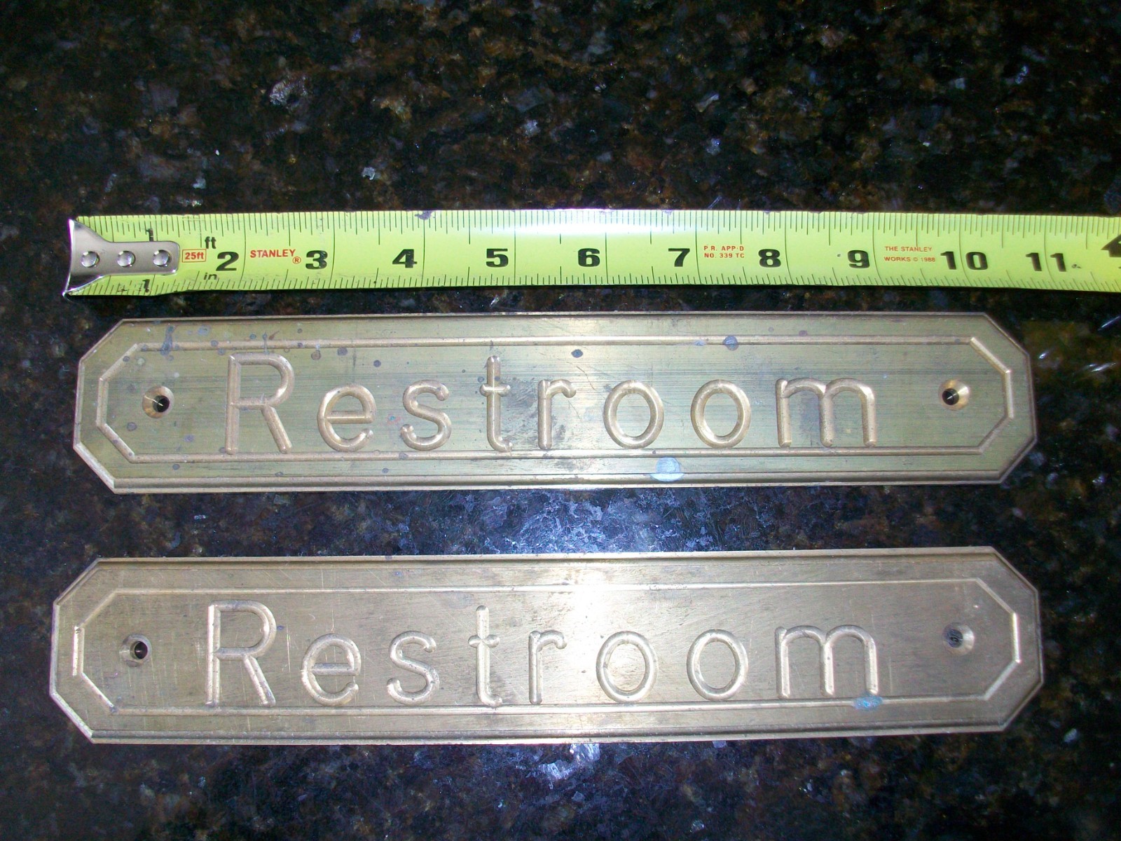 1 Pair – Solid Brass “RESTROOM” Signs