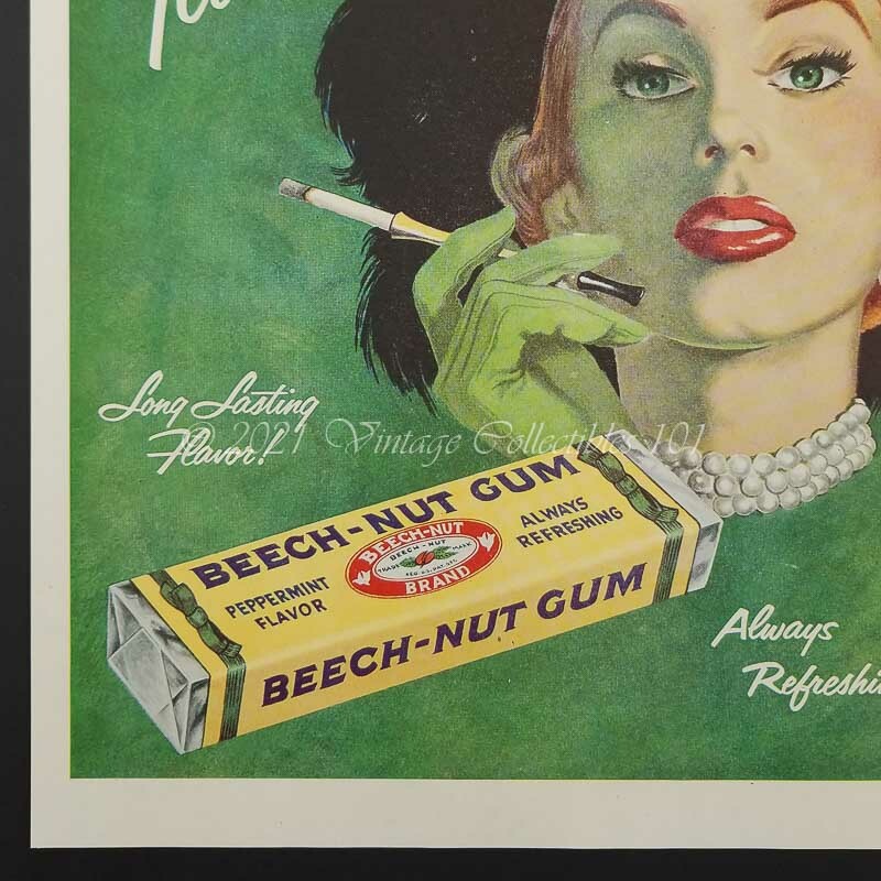 1952 Beechwood Elegant Green Eyes Lady Cigarette Holder photo art decor print ad