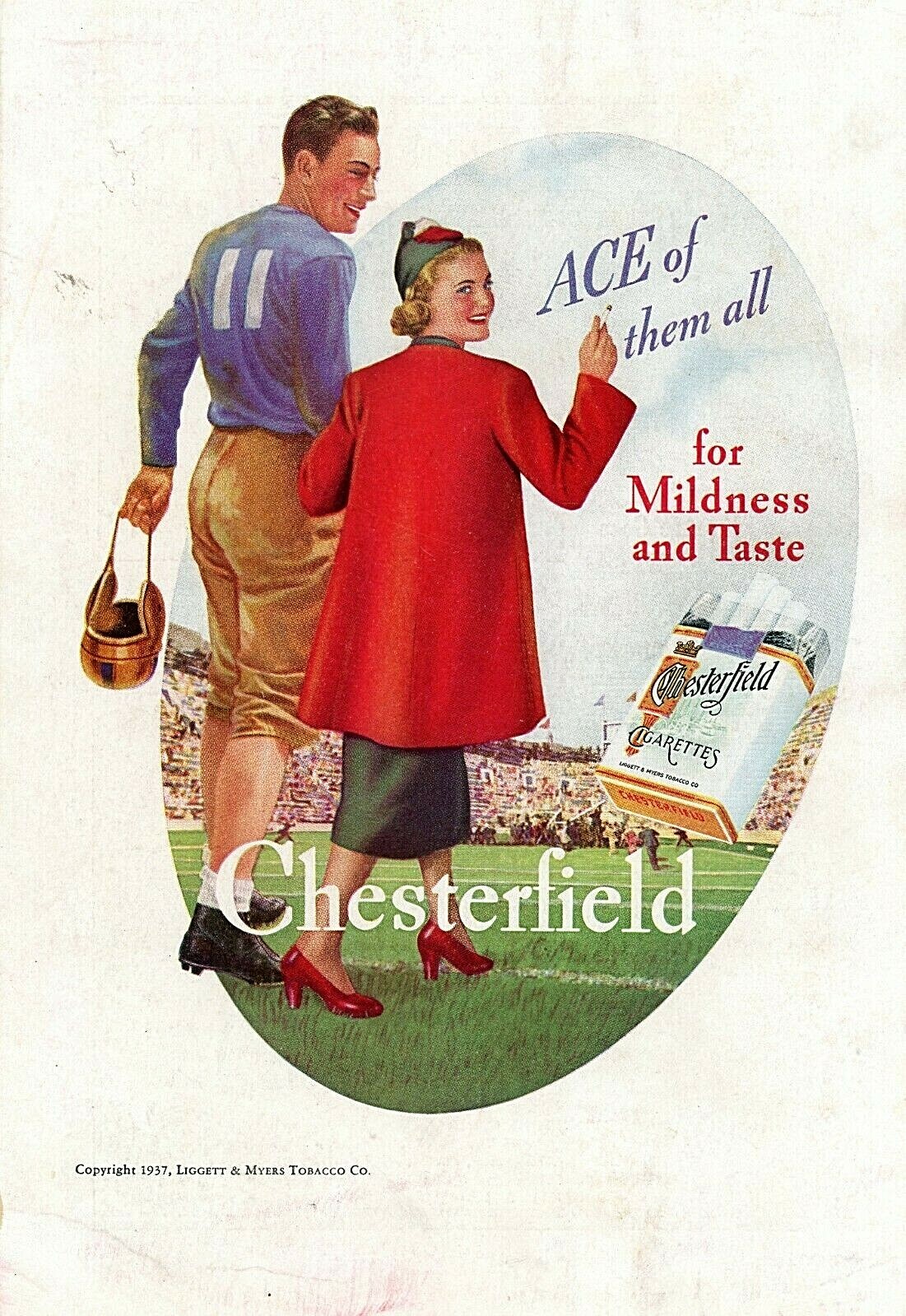 Vintage Ad Print, Chesterfield Cigarettes, 1937, 9.5 x 6.