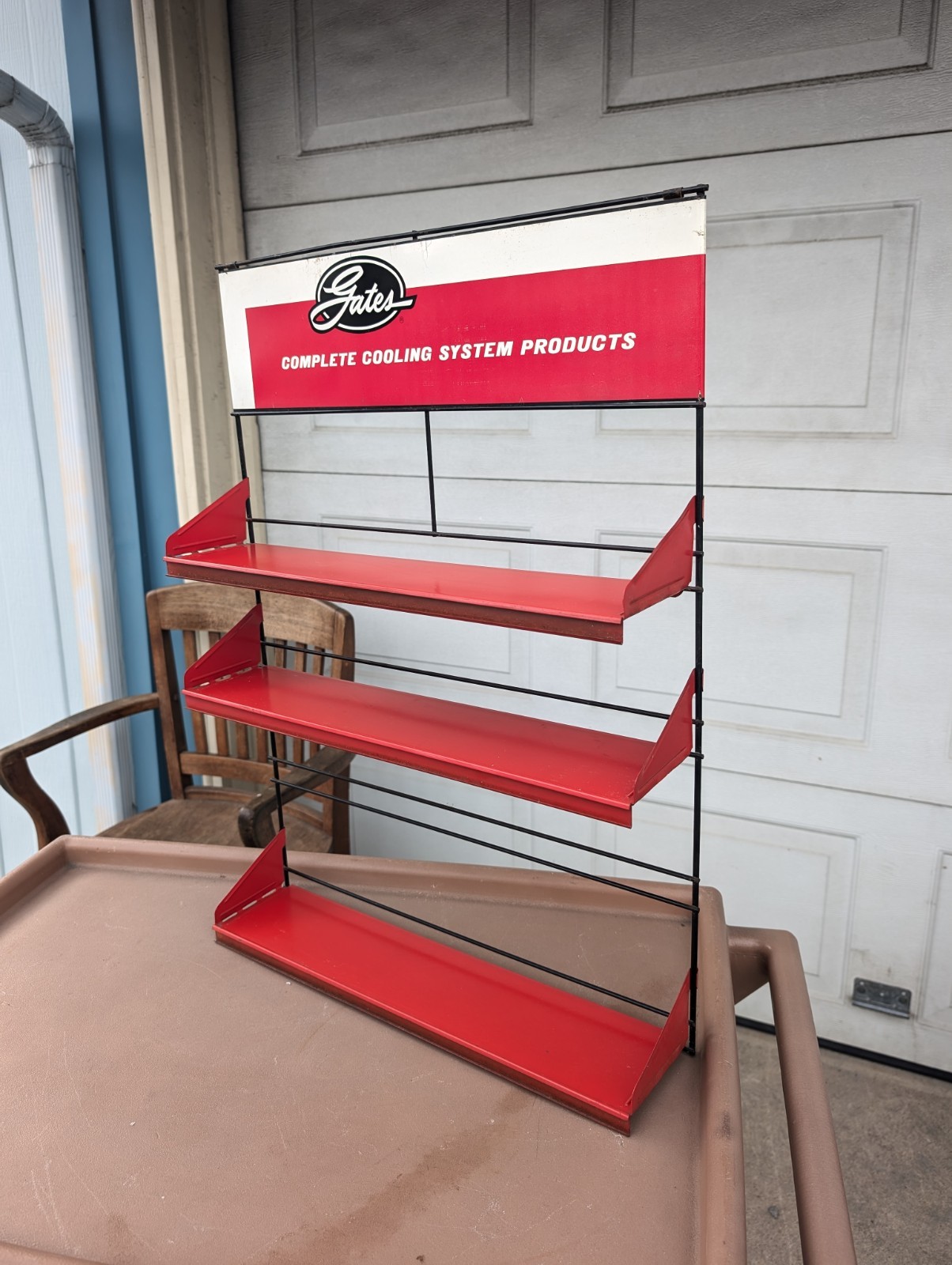 Vintage Gates Metal Display Rack Shelf Complete Cooling System Products Cap Sign