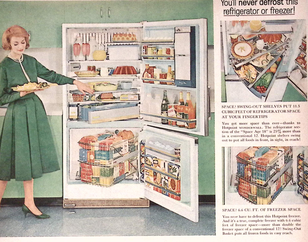 Hotpoint 18 CU FT Refrigerator Freezer MCM Appliances 1960 Print Ad