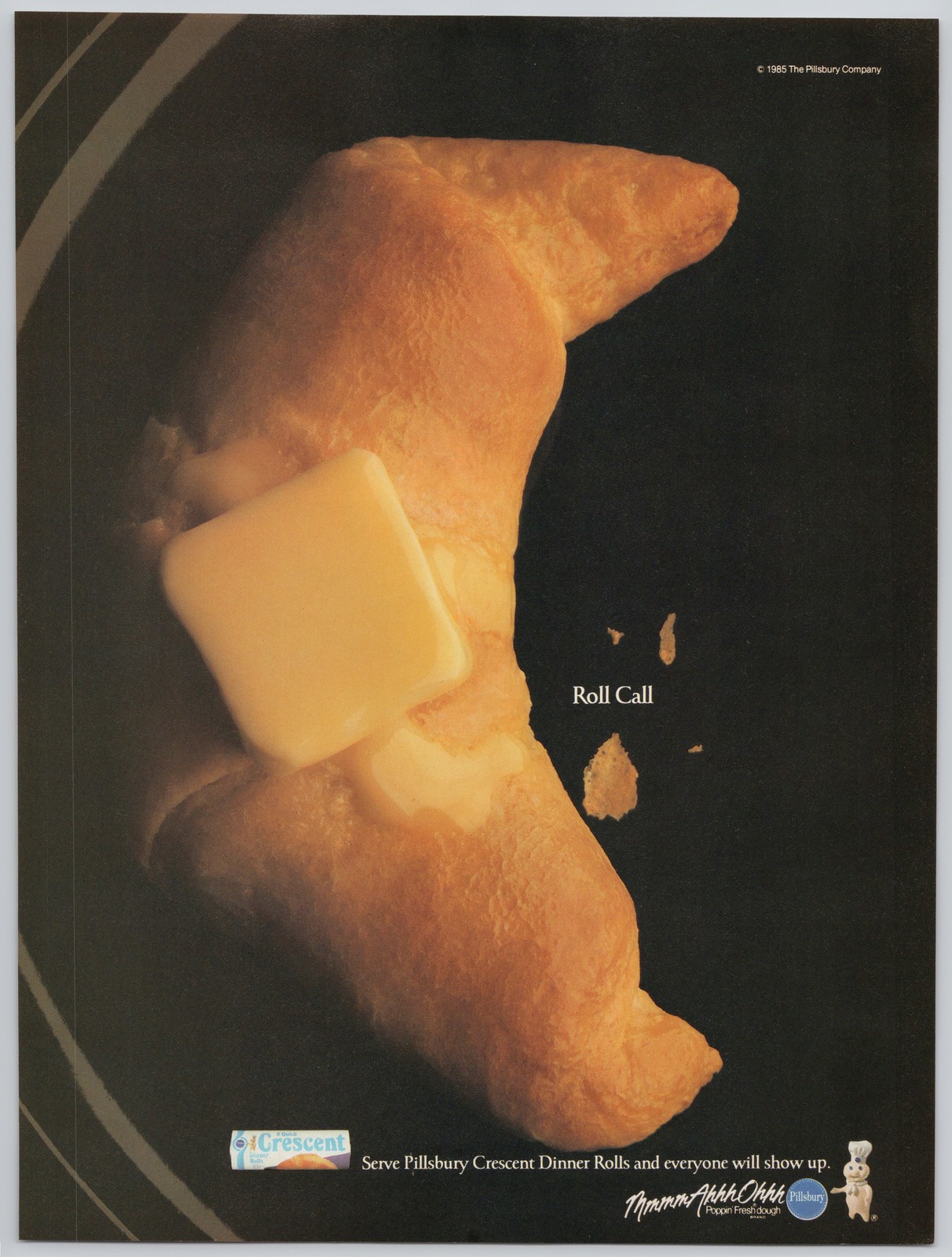 Pillsbury Crescent Rolls Dinner Dough Butter 1985 Vintage Print Ad